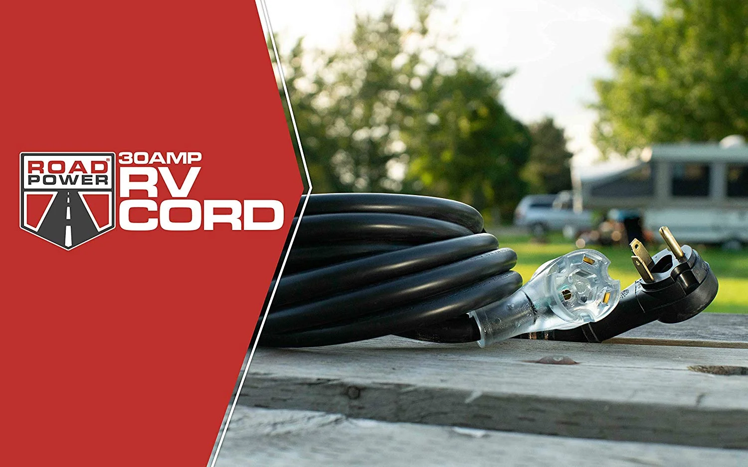 Coleman Cable 95707508 Black 10/3 STW Amp RV Extension, Heavy Duty, Waterproof Cord, Suitable for Mobile Homes and Recreational Areas, 30-Feet, UL & cUL Listed, TT-30 Lighted Plug