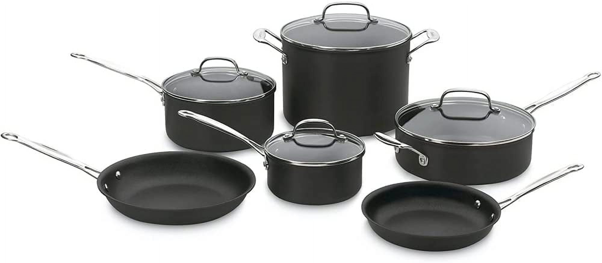 en 66-10 Chef's Classic Nonstick Hard-Anodized 10-Piece Cookware Set en with Cuisinart Advantage 12-Piece Gray Knife Set with Blade Guards and Deco Essentials 3 Slot Manual Knife Shar