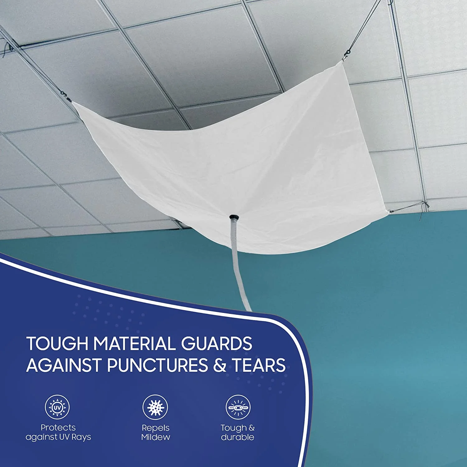 Tarps Now Roof Leak Diverter Kit, Waterproof Diverter Tarp, White (7'x7')