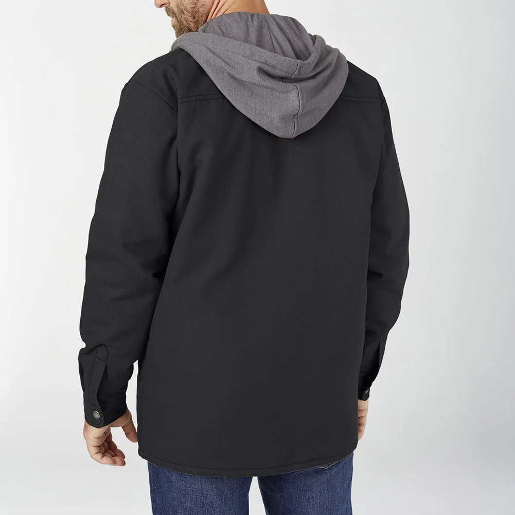 Dickies Men's Jacket Fleece Hooded Duck Shirt Coat with Hydroshield TJ213, Black, 4XL