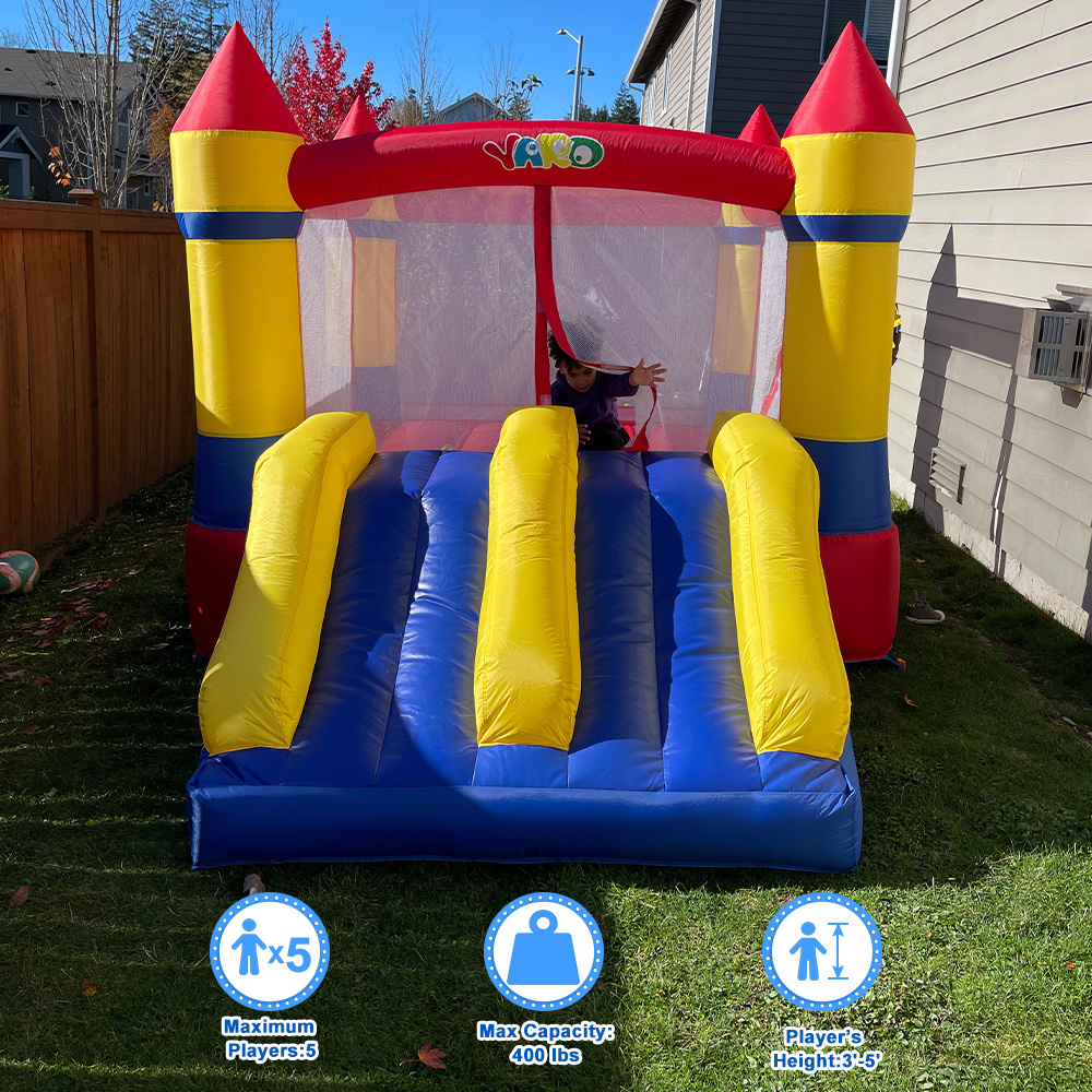 Dual Castle Bounce House with Slide and Air Blower - 52.92 - Unleash the fun at home with this thrilling combo!