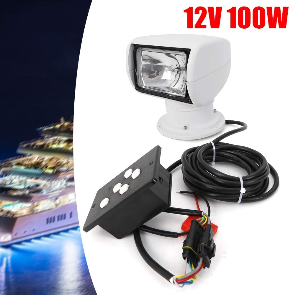 12V 100W Marine Boat Searchlight 360 Degree Rotate Omnibearing Lighting Searchlight Spotlight