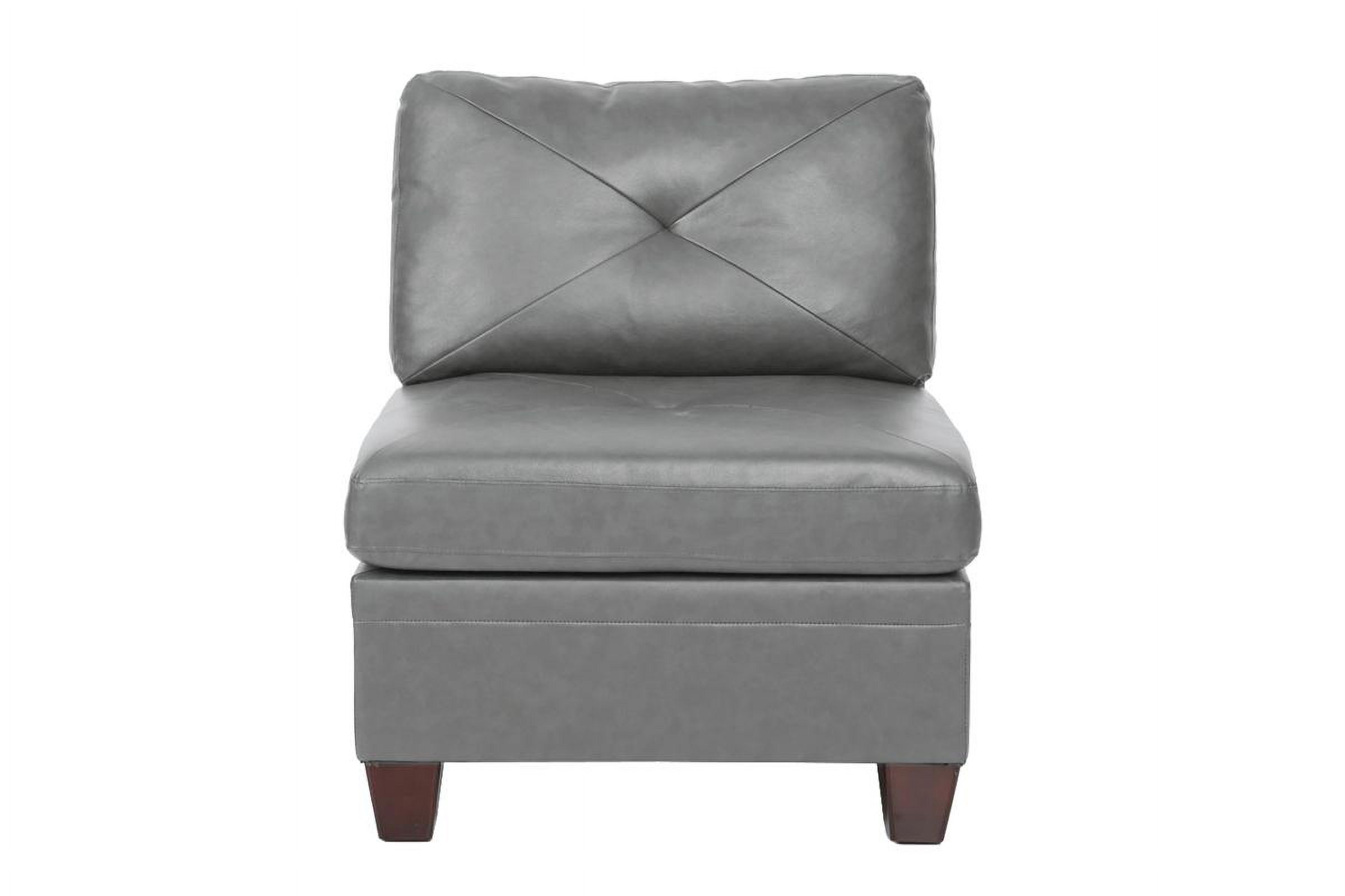 CoSoTower Contemporary Genuine Leather 1Pc Armless Chair Grey Color Tufted Seat Living Room Furniture