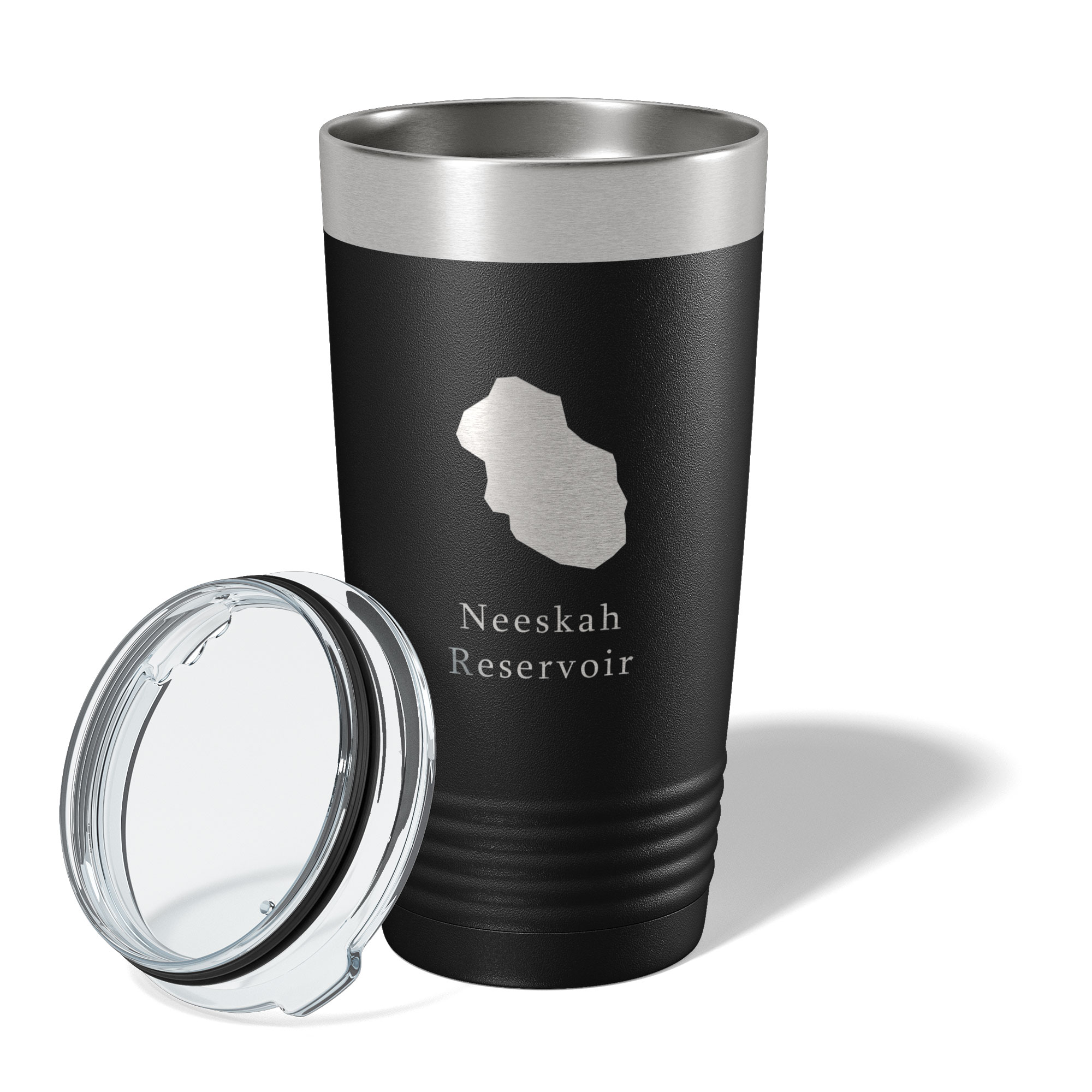 Neeskah Reservoir Tumbler Lake Map Travel Mug Insulated Laser Engraved Coffee Cup Colorado 20 oz Black