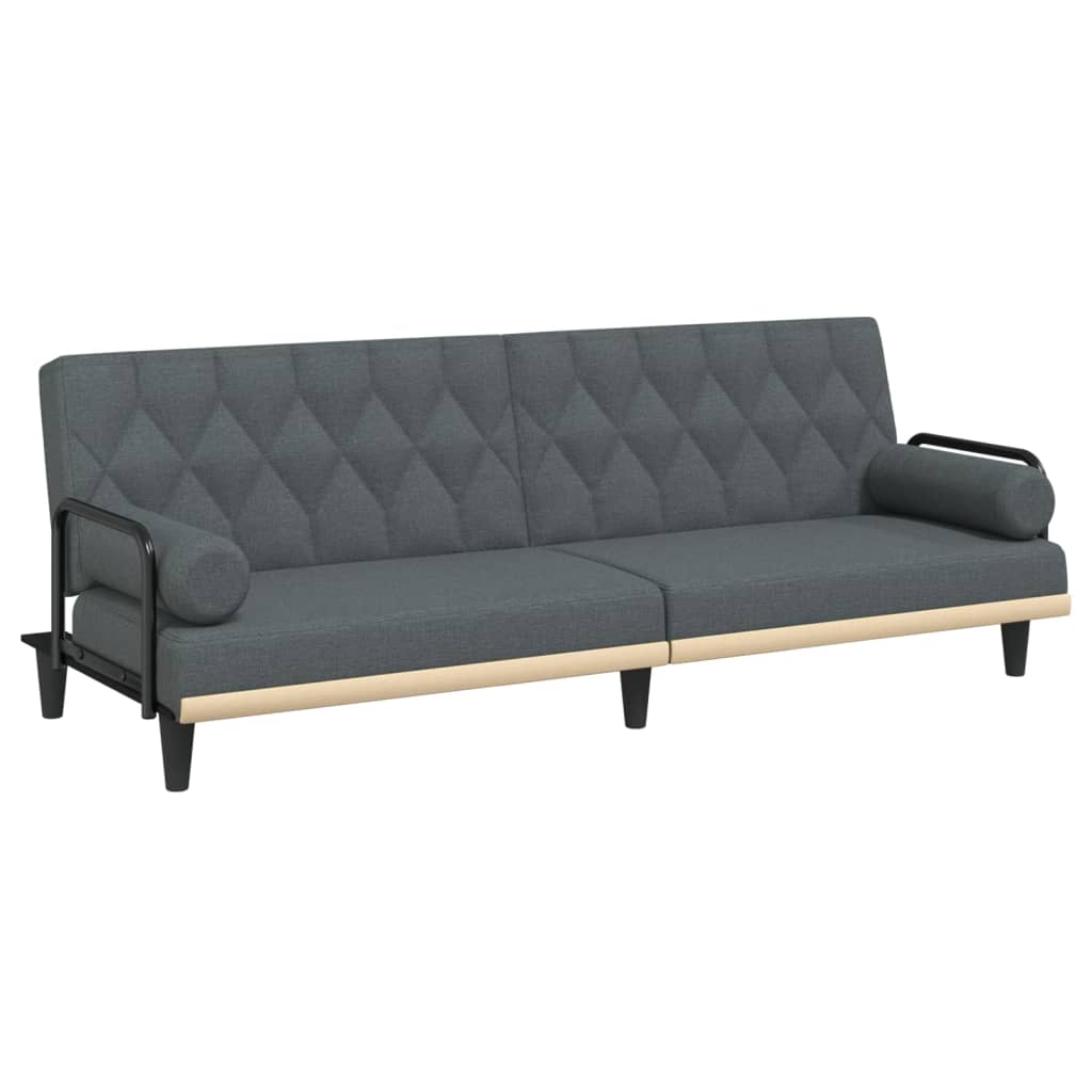 Anself Sofa Bed with Armrests Dark Gray Fabric