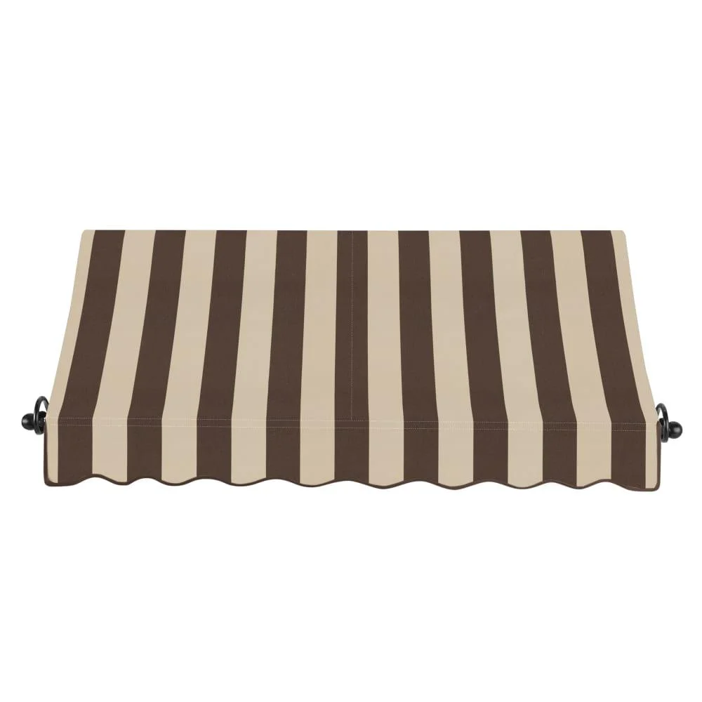 Awntech 8.375 ft Charleston Fixed Awning Acrylic Fabric, Brown/Tan Stripe