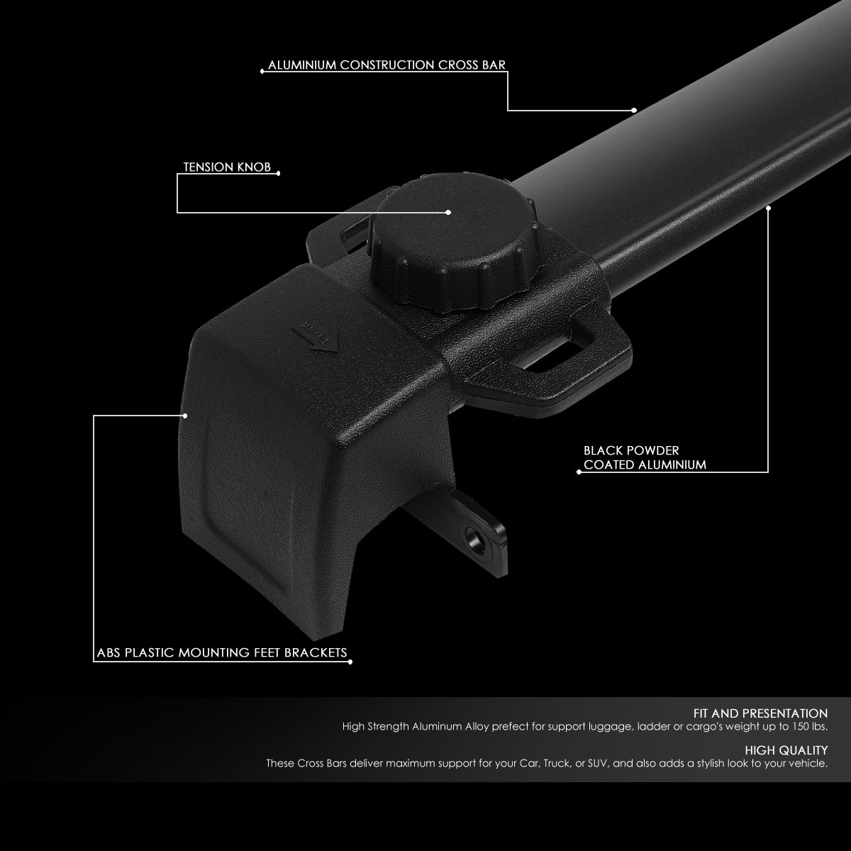 DNA Motoring ROOFR-W-004 For 2017 to 2022 Compass MP Pair Factory Style Roof Top Rack Rail Aluminum Cross Bar Cargo Baggage Carrier Holder 18 19 20