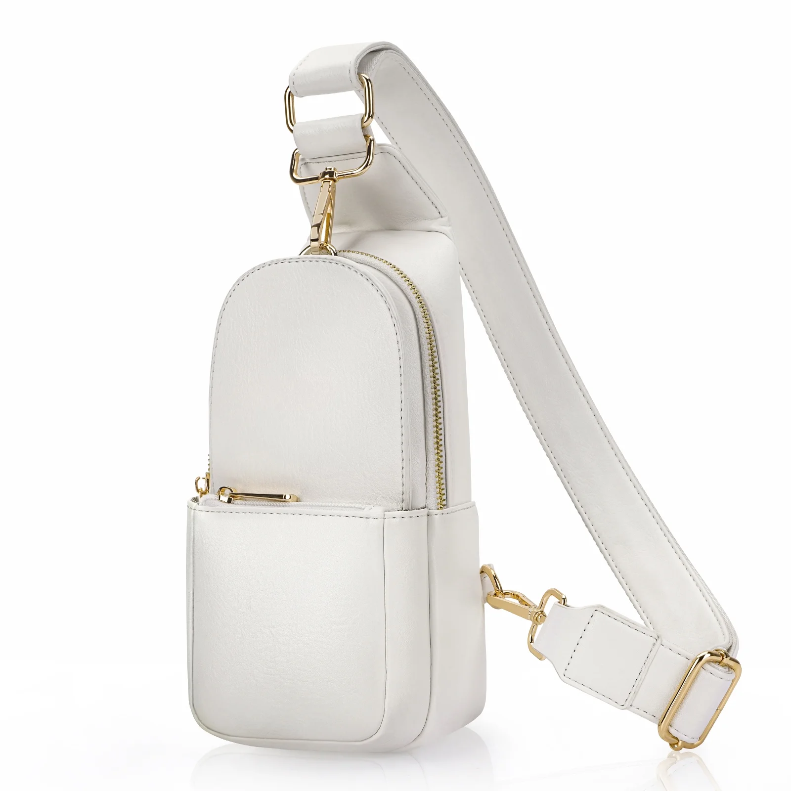 HKCLUF Women Chest Bag Sling Bag Small Crossbody PU Leather Satchel Daypack Shoulder Backpack for Traveling Hiking