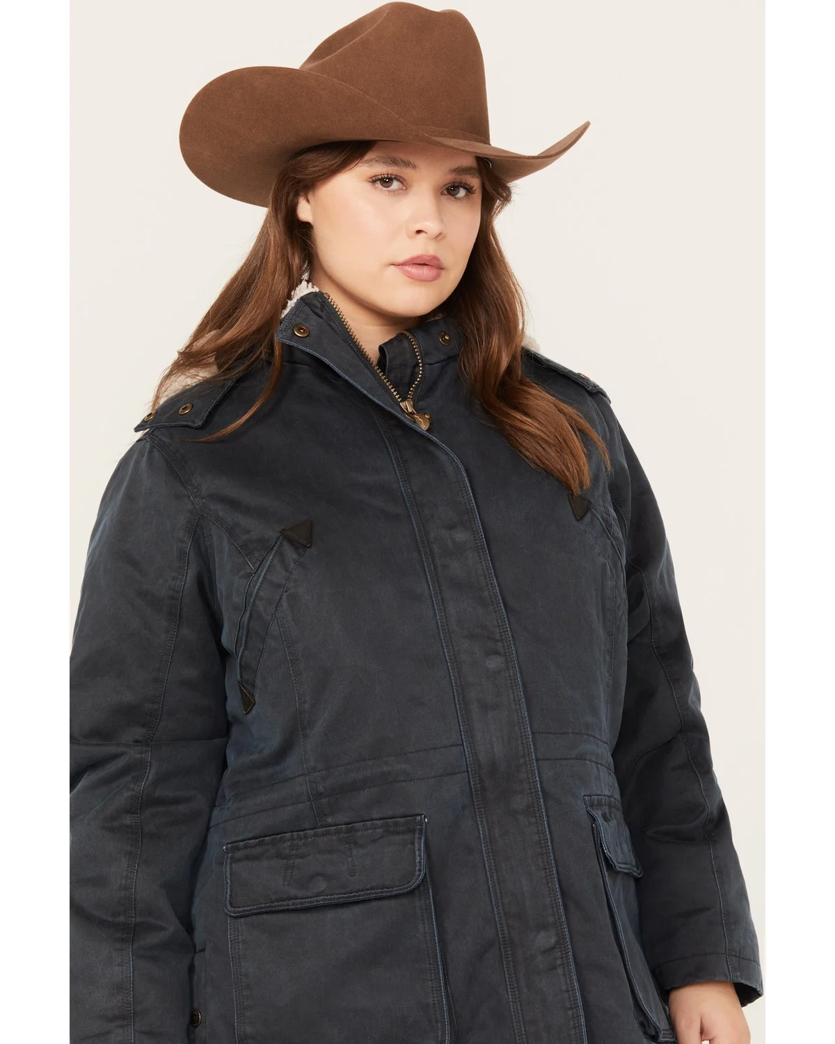 Outback Trading Co Women's Co. Woodbury Sherpa-Lined Hooded Jacket Plus Size Navy 2X  US