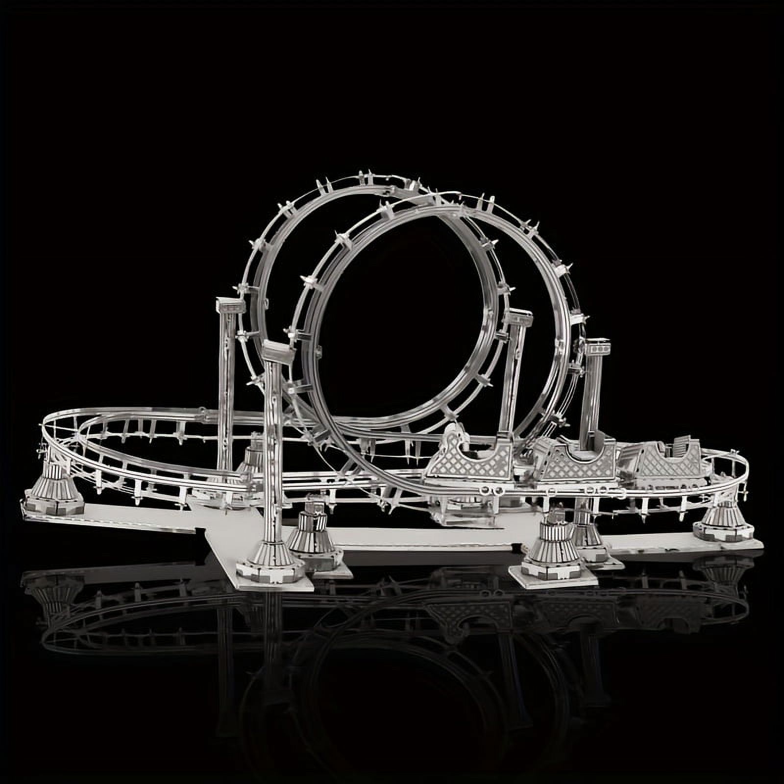 Stainless Steel Metal Glue-free 3D DIY Jigsaw Puzzle Building Model Roller Coaster - Educational Toys, Desktop Decoration, Birthday Gift
