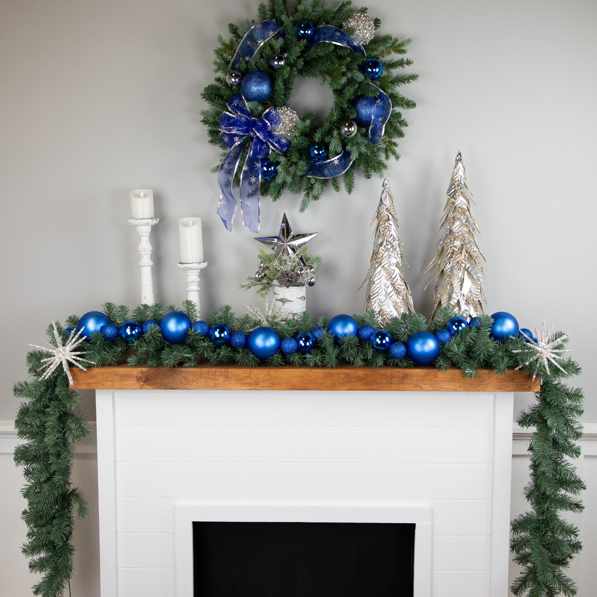 Northlight 6' Blue Shatterproof Ball 3-Finish Christmas Garland