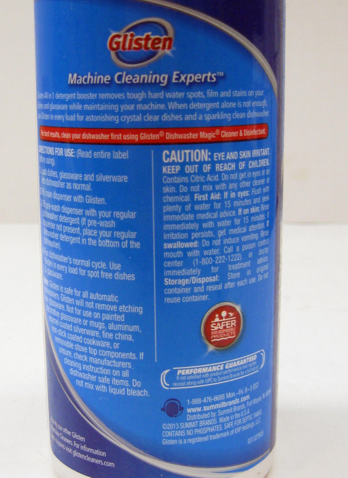 Glisten-6 PACK Dishwasher Detergent Booster Hard Water Stain Cleaner Powder 14oz