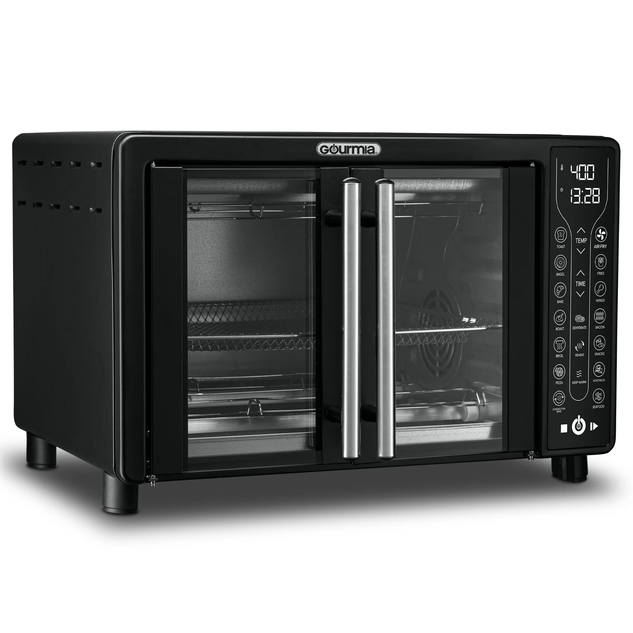 Digital French Door Air Fryer Toaster Oven, Black