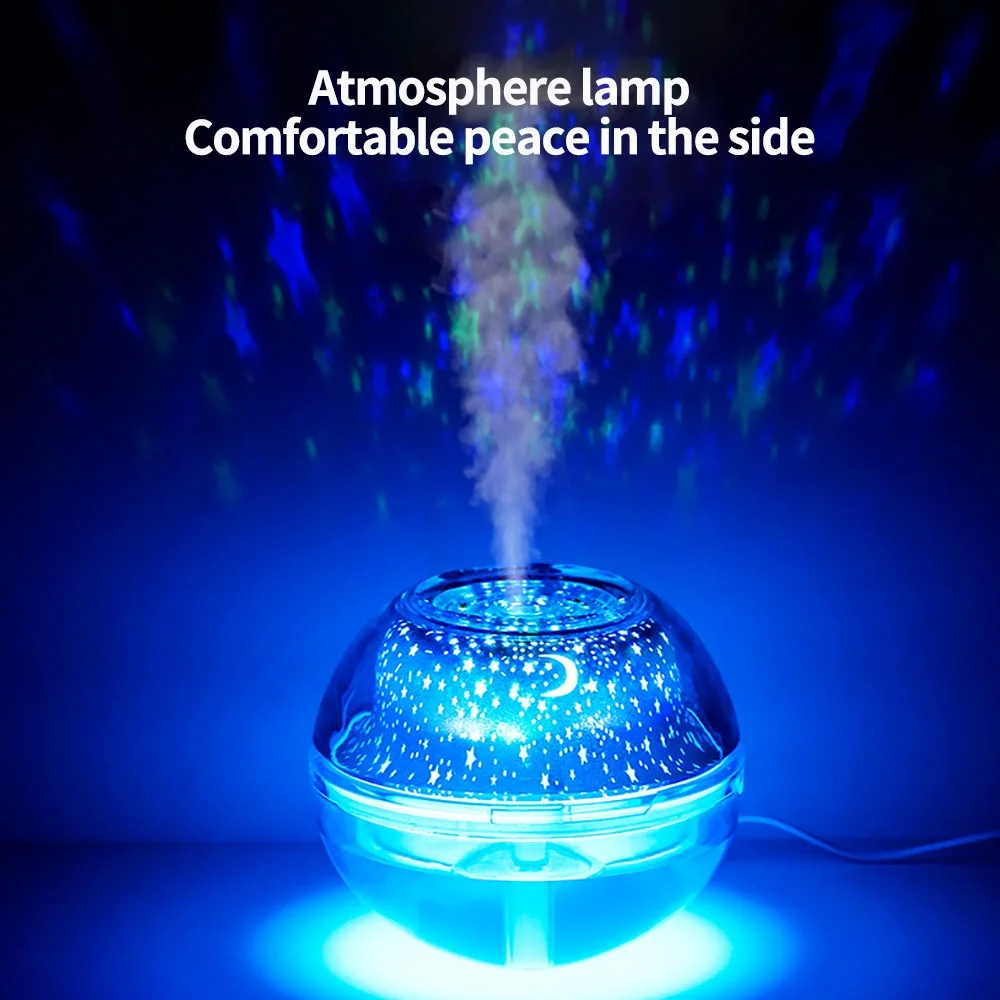 500ml USB Air Humidifier Crystal Night Light With Projection Function Desk Home USB Mini Air Purifier For Home Office Car