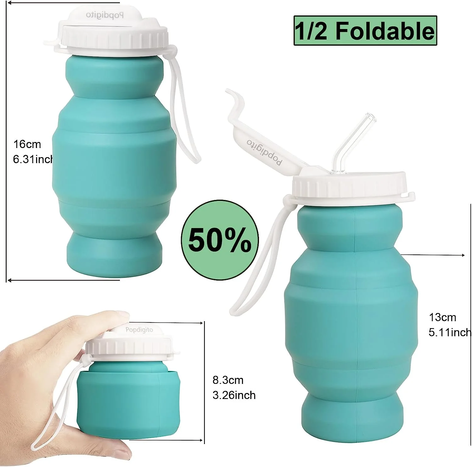 Collapsible Water Bottles Free Travel Silicone Water Bottle 320ml with straw,11oz Reusable Foldable Lightweight Portable Sport Water Bottle for Children Travel Gym Camping Hiking