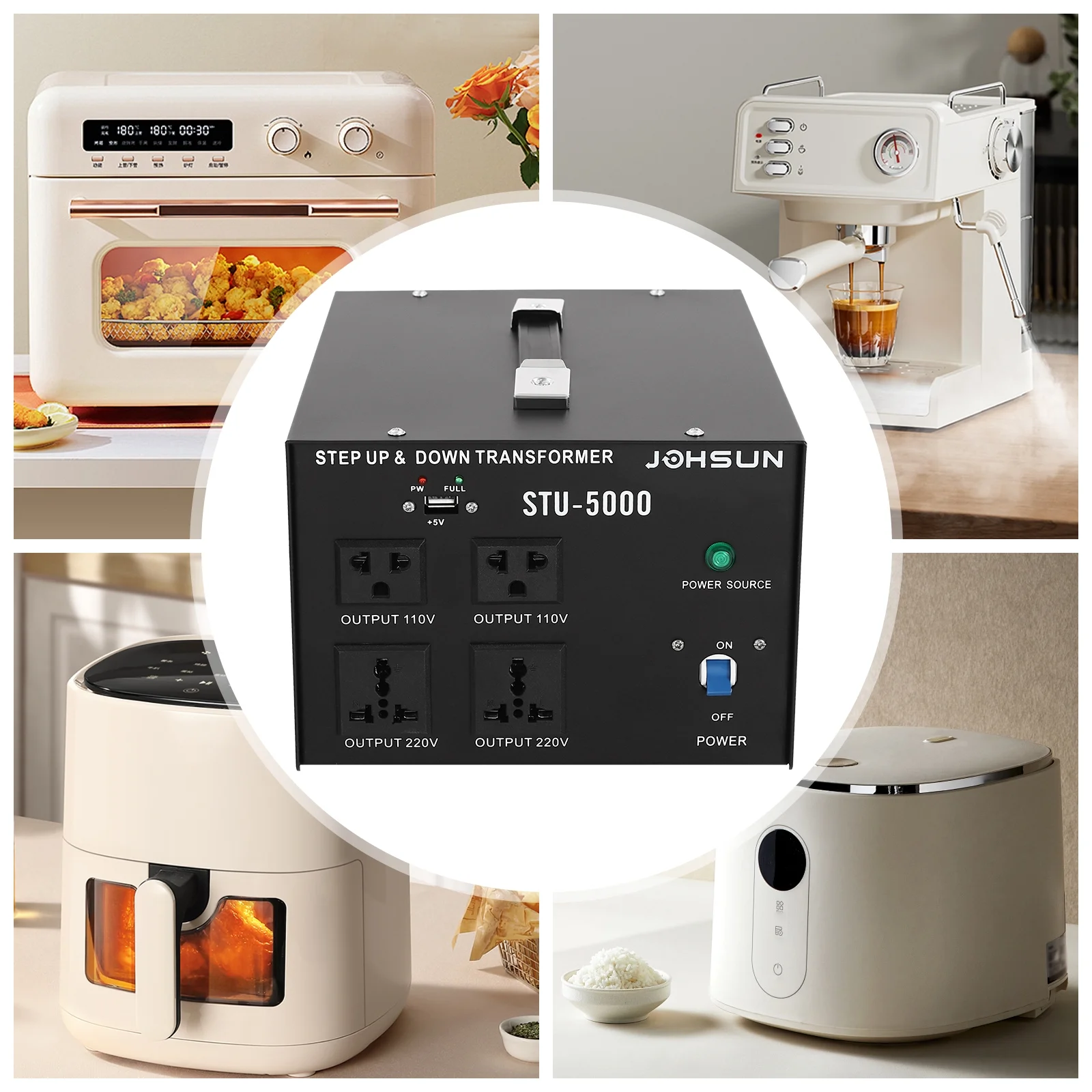 5000W Watt Step Up Down 110V↔220V Electric Power Voltage Converter Transformer