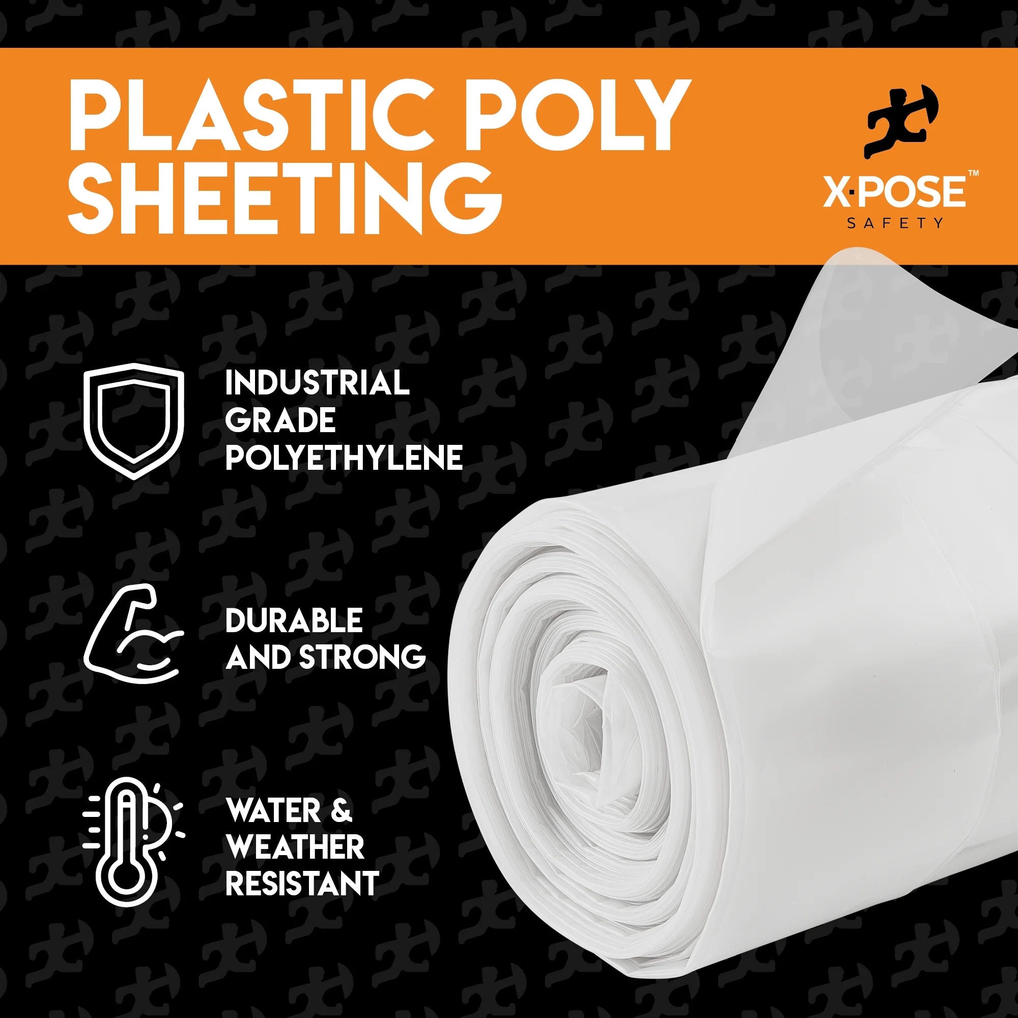 Clear Poly Sheeting - 10x100 Feet – Heavy Duty, 3.4 Mil Thick Plastic Tarp Waterproof Vapor and Dust Protective Equipment Cover - Agricultural, Construction and Industrial Use - by Xpose Safety