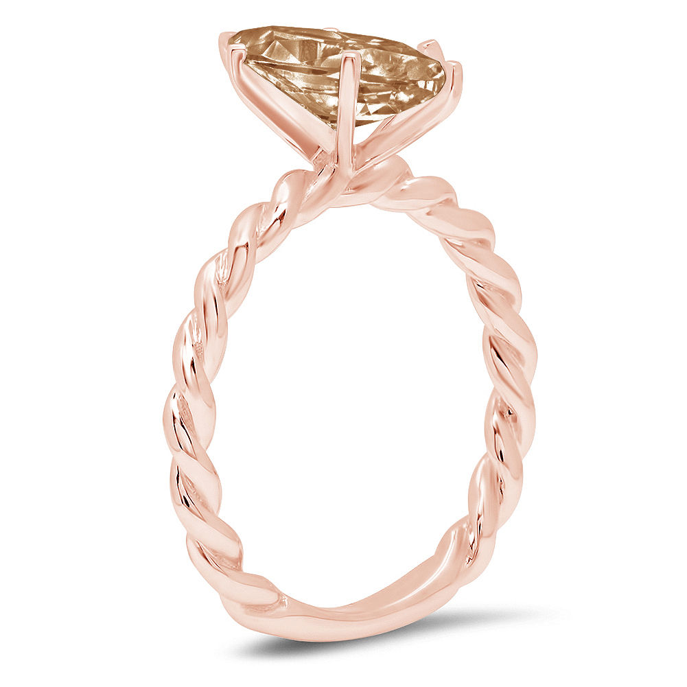 2.0ct marquise cut champagne simulated diamond 18k rose gold anniversary engagement ring size 4