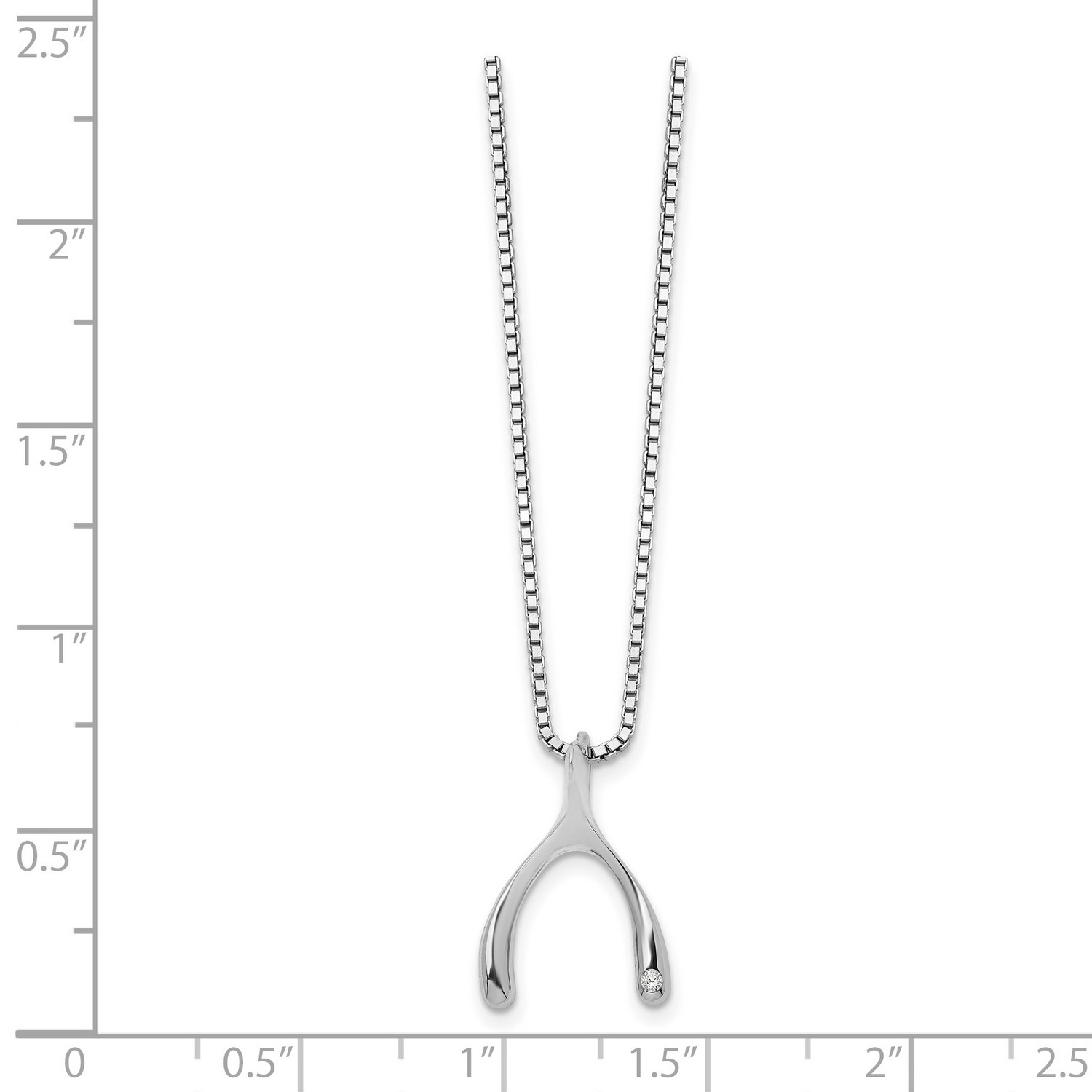 Diamond Wishbone Slide Pendant And Necklace In 925 Sterling Silver18 Inches (0.01 cttw, I1-I3 Clarity, I-J Color)