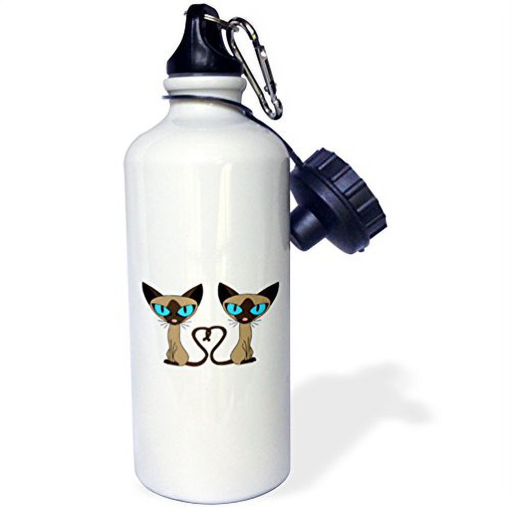 Siamese Cat Tail Heart 21 oz Sports Water Bottle wb-110726-1