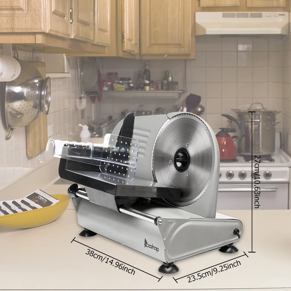 Lowestbest Food Slicers and Choppers, Semi-automatic Gear Cutter Vegetable Slicer, Electric Meat Slicer, Features Precision Thickness Control and Tilted Food Carriage
