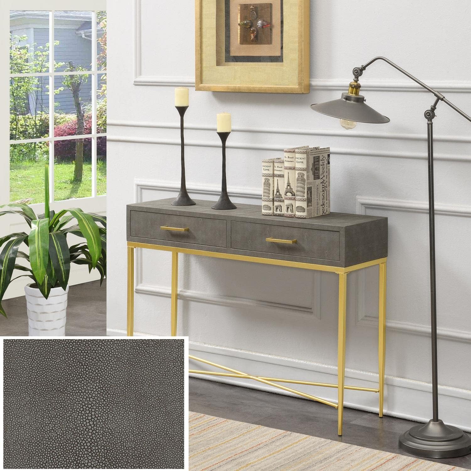 Ashley Console Table, Gray/Gold
