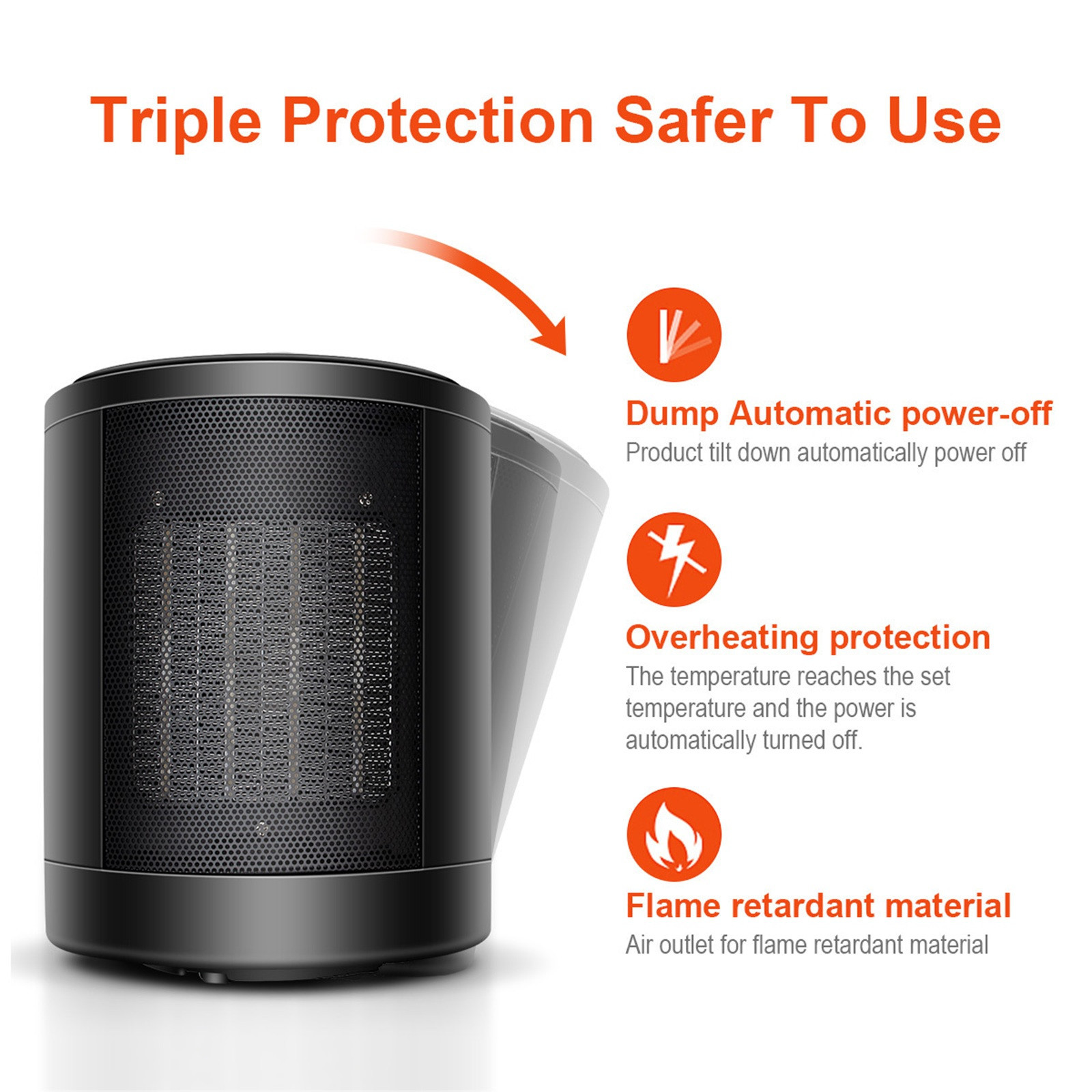 HOT SALE!! Portable Electric Heaters Space Warmer Fan Blower Radiator Heating For Winter, Smart Space Heater, Bedroom Home Indoors Office Desk Portable, Black