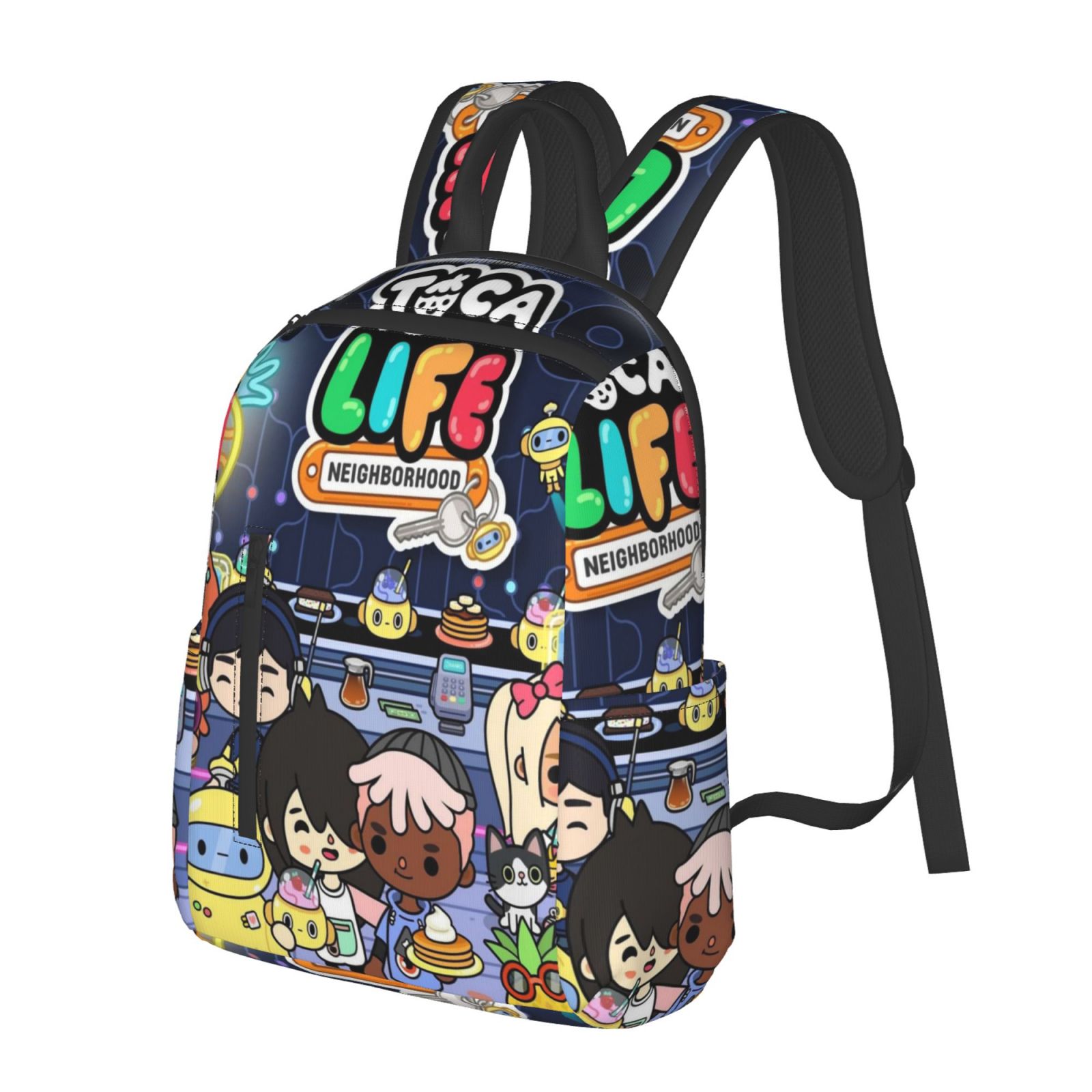 Toca Boca Party Life Backpack Student School Bag Bookbag Satchel Lightweight Unisex Daypack Knapsack Rucksack For Kids Teens Adult