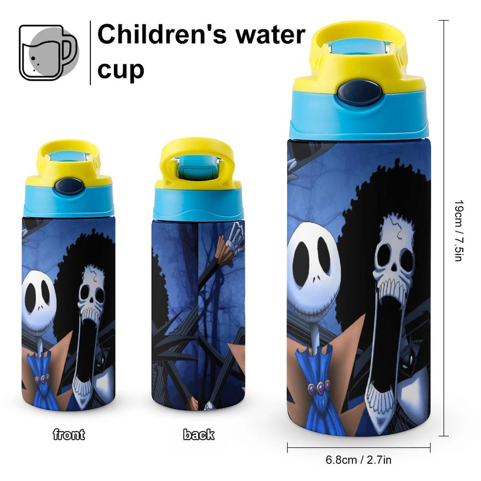 The Nightmare Before Christmas Movie Kid's Insulated Water Bottle With Straw Vacuum Stainless Steel Cup Leak-Proof Children Toddler Thermoses