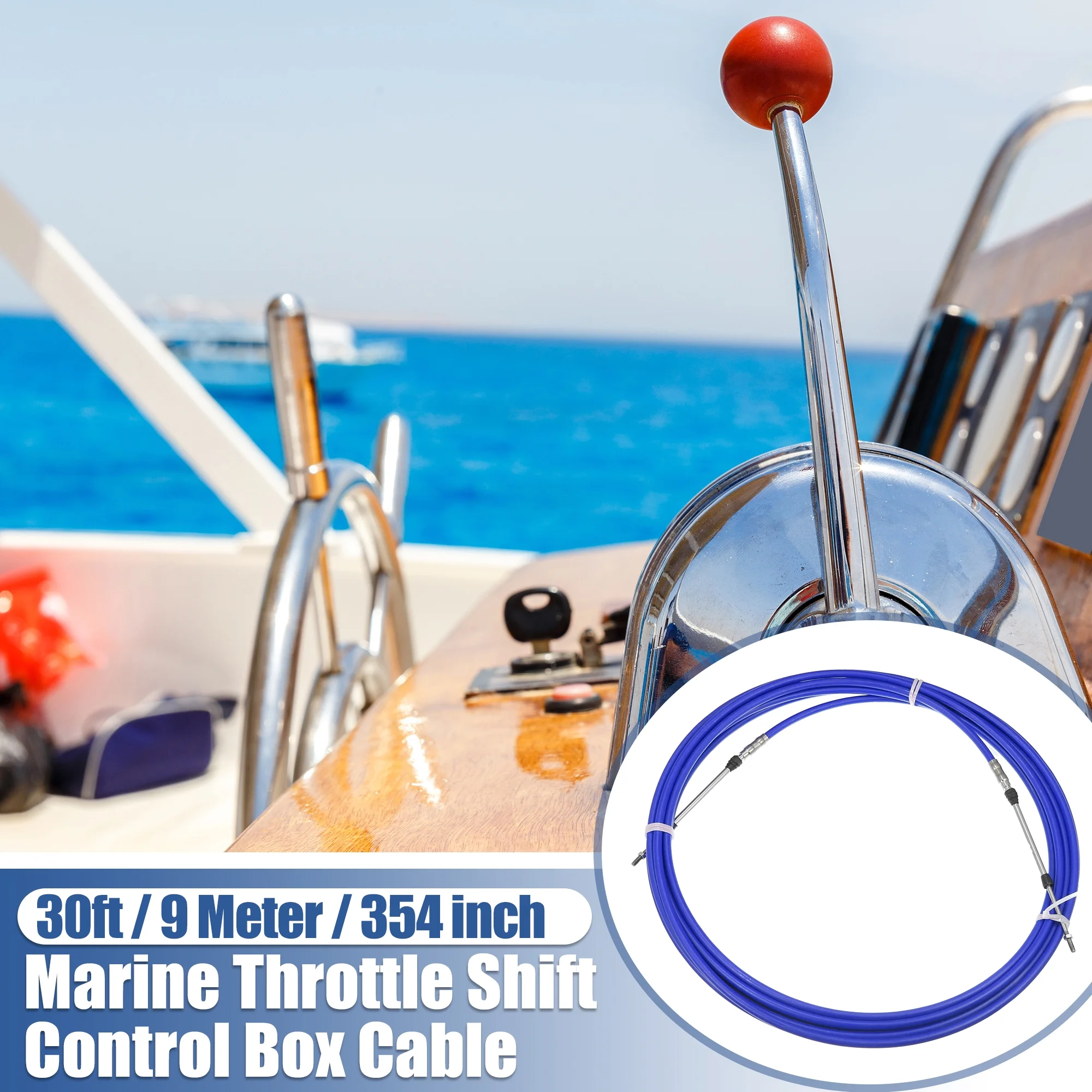 2pcs 30ft 354 Inch Marine Type 3300 / 33C Throttle Shift Remote Control Box Cable for Yamaha Outboard Engine Boat Blue