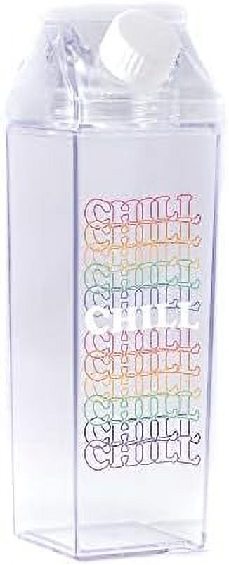 chill rainbow milk carton water bottle 500ml 16.9oz clear