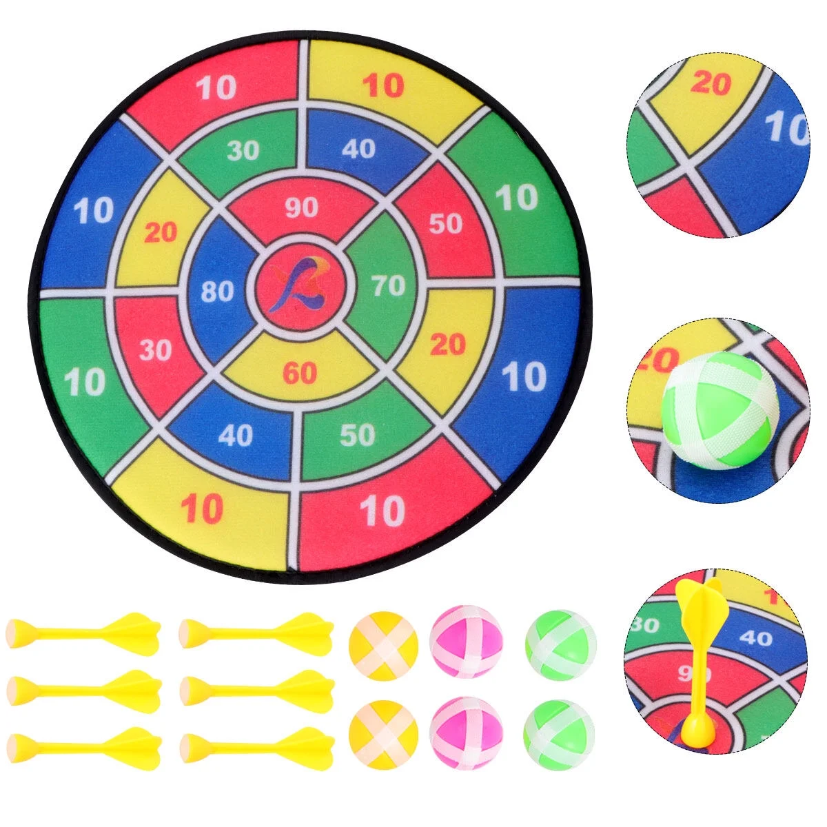 BESTONZON 1 Set Safety Dart Board Toys Practice Target Sticky Ball Shooting Toy Interactive Prop Party Game Supplies (30cm, 6pcs Sticky Ball and 6pcs Darts)