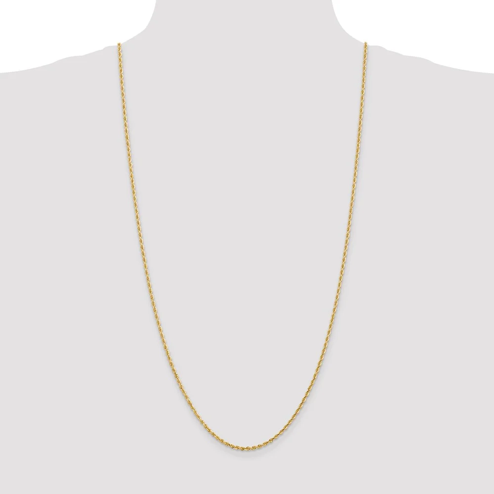 Real 14kt Yellow Gold 2.25mm Diamond Cut Quadruple Rope Chain; 30 inch; Lobster Clasp; for Adults and Teens; for Women and Men
