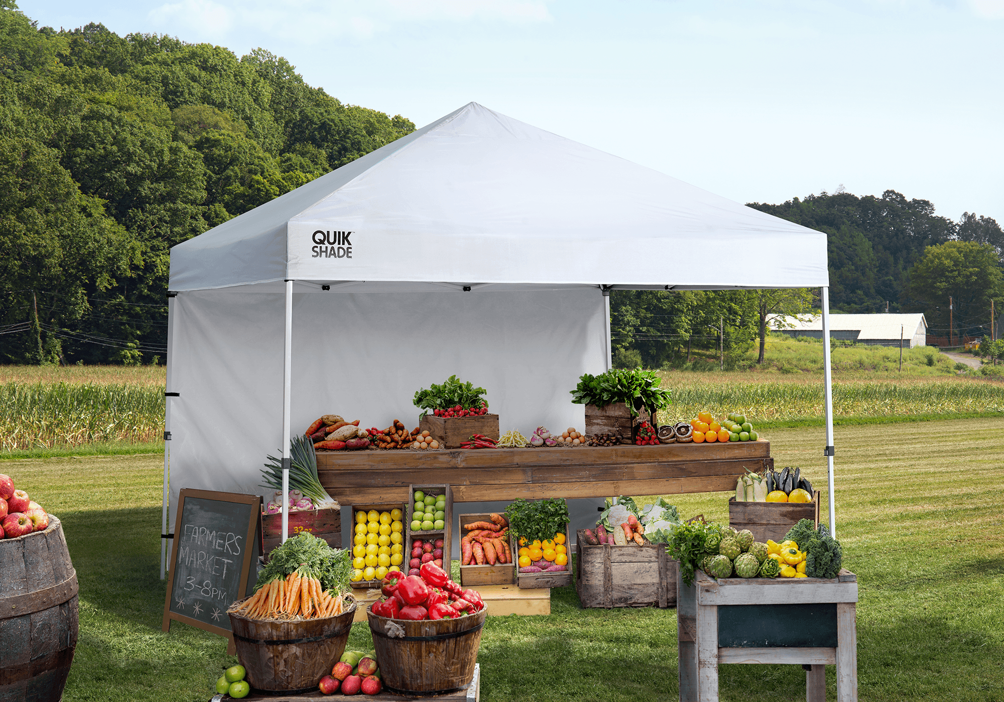 Quik-Shade Mercantile 10' x 10' Instant Canopy with Wall Panel, White