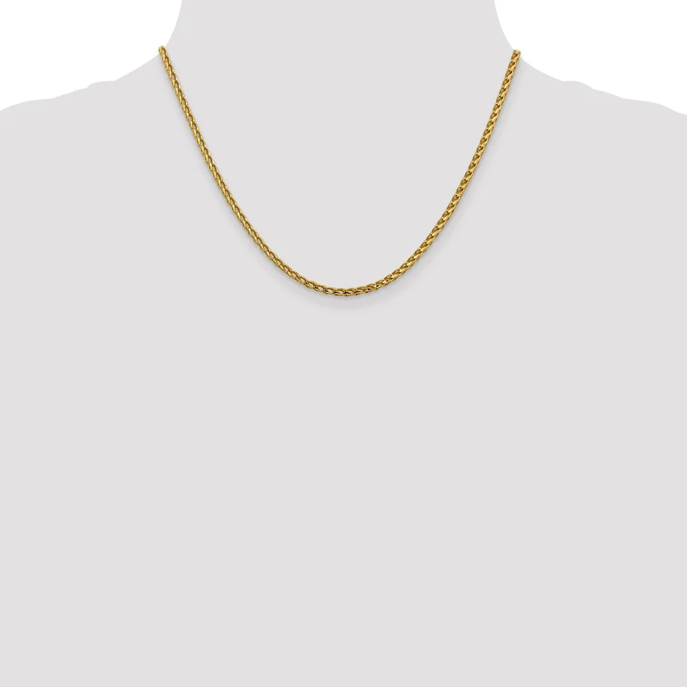 Leslie's Real 14kt Yellow Gold 2.45mm Diamond Cut Open Franco Chain; 18 inch; for Adults and Teens; for Women and Men