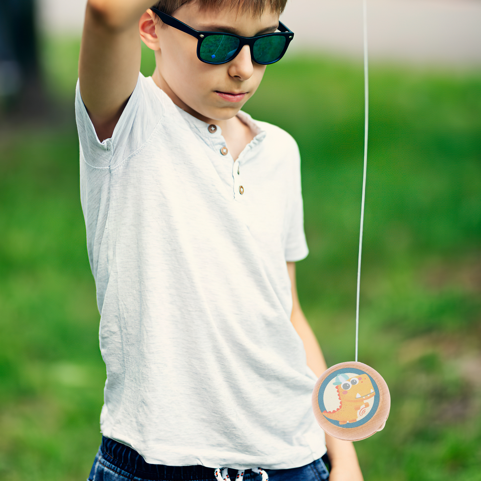 Yo-Yo Finger Toy Wooden Toys Playset Cartoon Responsive Yoyo Ball Kids Creative Playthings Child