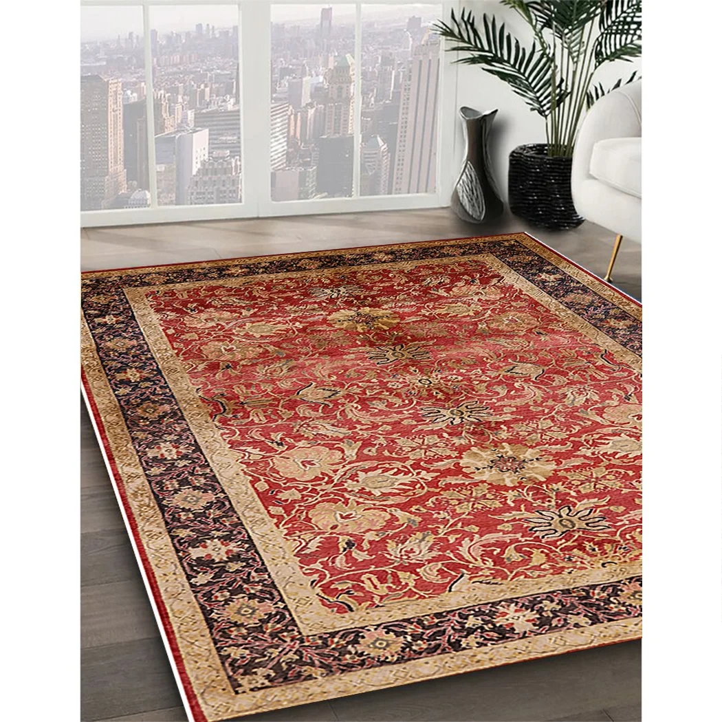 Ahgly Company Indoor Round Mid-Century Modern Brown Sand Brown Oriental Area Rugs, 3' Round