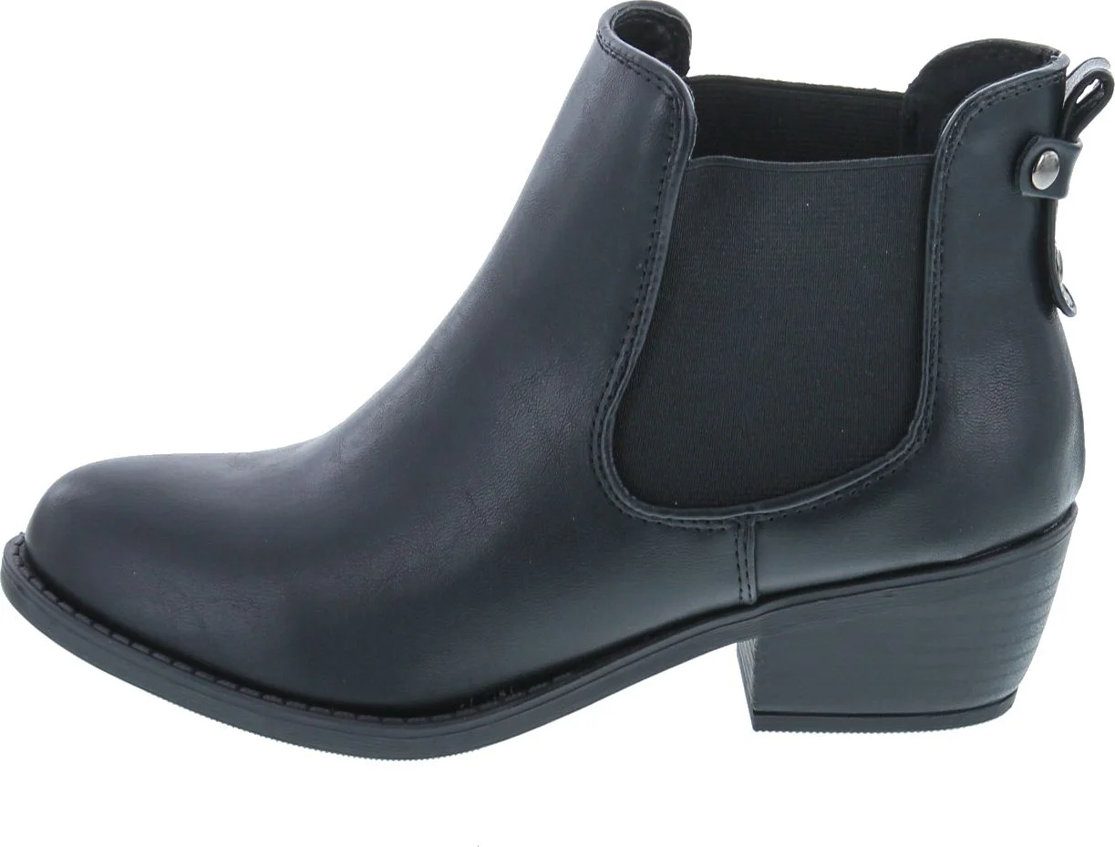 Soda Women's Chelsea Faux Leather Elastic Side Panel Ankle Boots