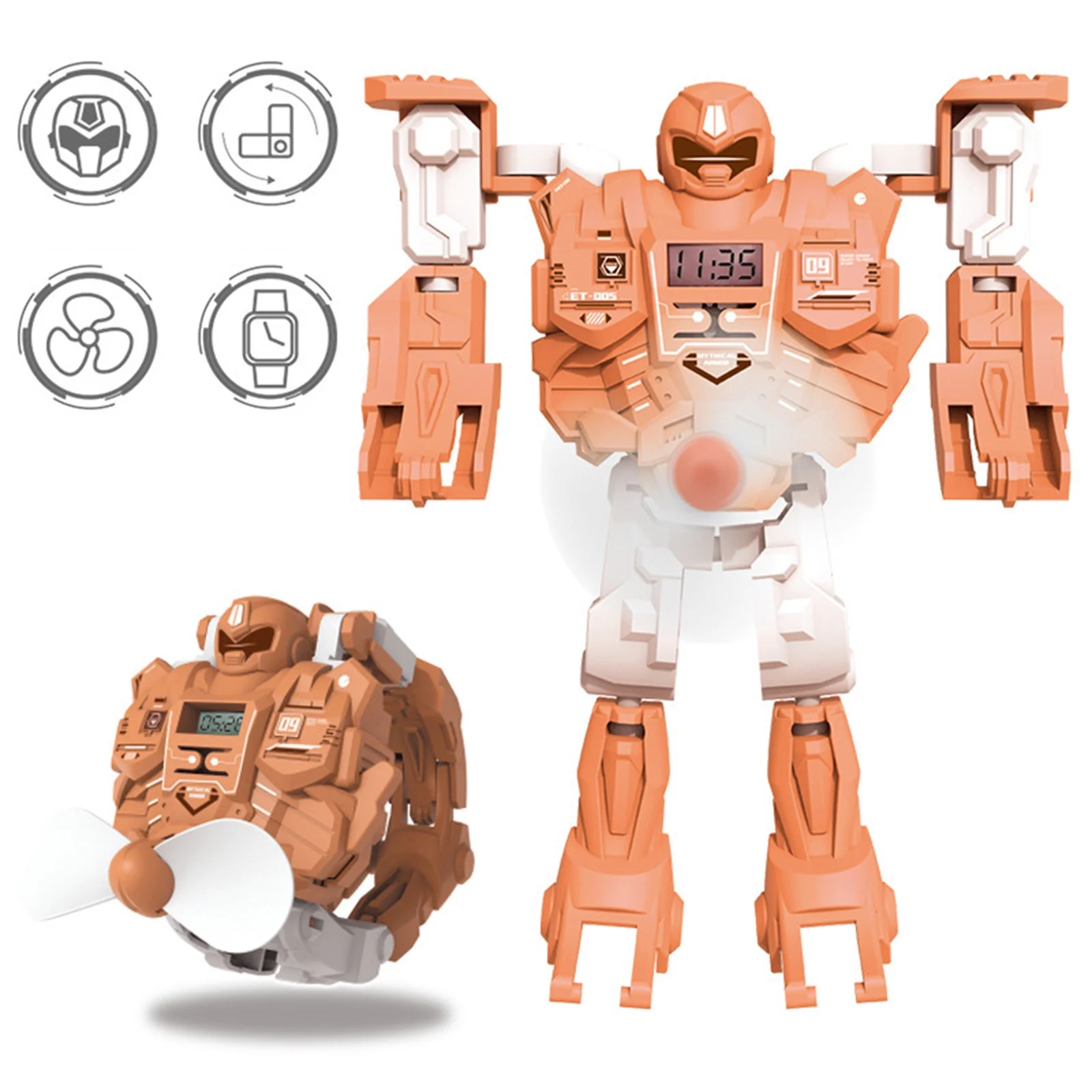 Gifts for Kids Deals! Robots Fan Watch Toys Digital Watch 3 In 1 Deformation Robot with Fan for Kids