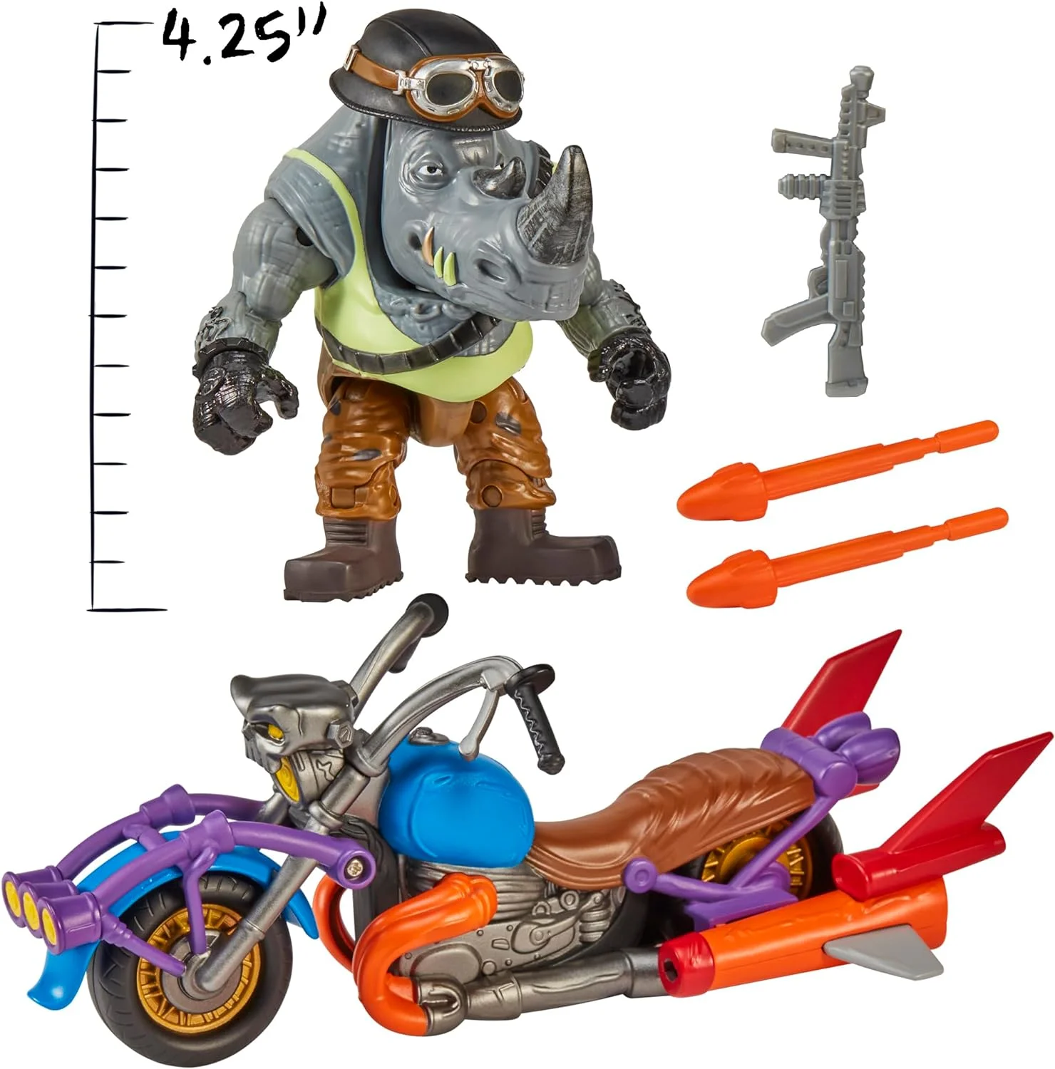 Teenage Mutant Ninja Turtles Mutant Mayhem Chopper Cycle with Exclusive Rocksteady Figure