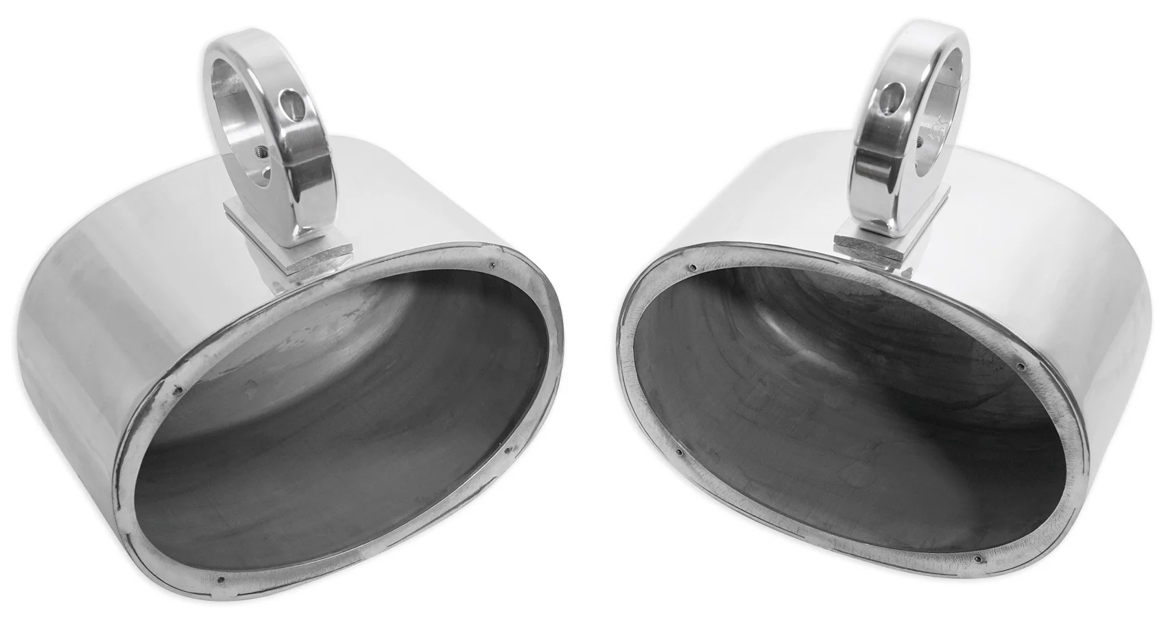 (2) Rockville 06x09 inch Polished Silver Aluminum Wakeboard Tower Speaker Enclosures