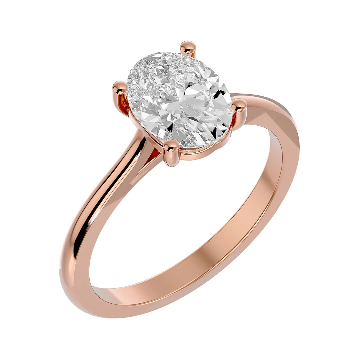 SuperJeweler 2 Carat Oval Shape Moissanite Solitaire Engagement Ring In 14 Karat Rose Gold