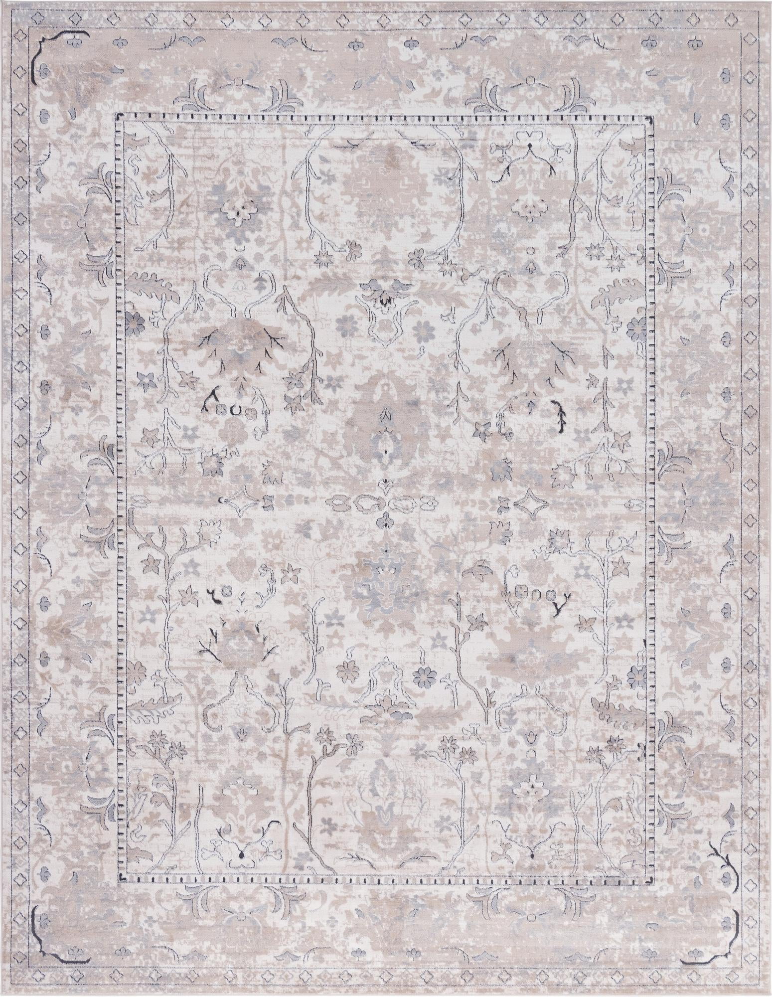 Rugs.com Oregon Collection Rug – 10' x 13' Ivory Low-Pile Rug Perfect For Living Rooms, Large Dining Rooms, Open Floorplans