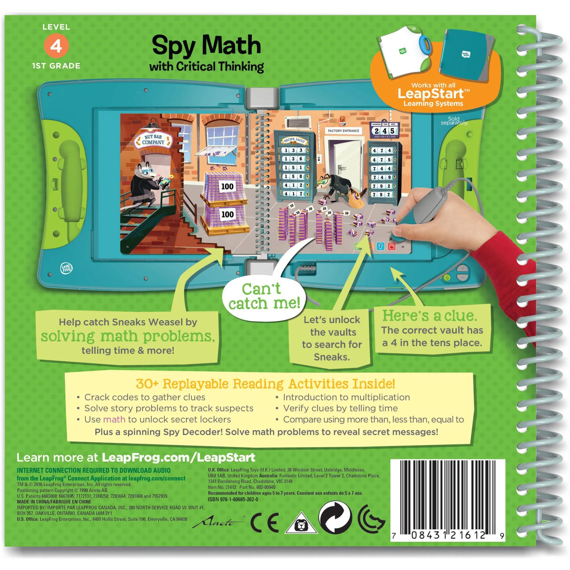 LeapFrog LeapStart 1st Grade Activity Book: Spy Math and Critical Thinking