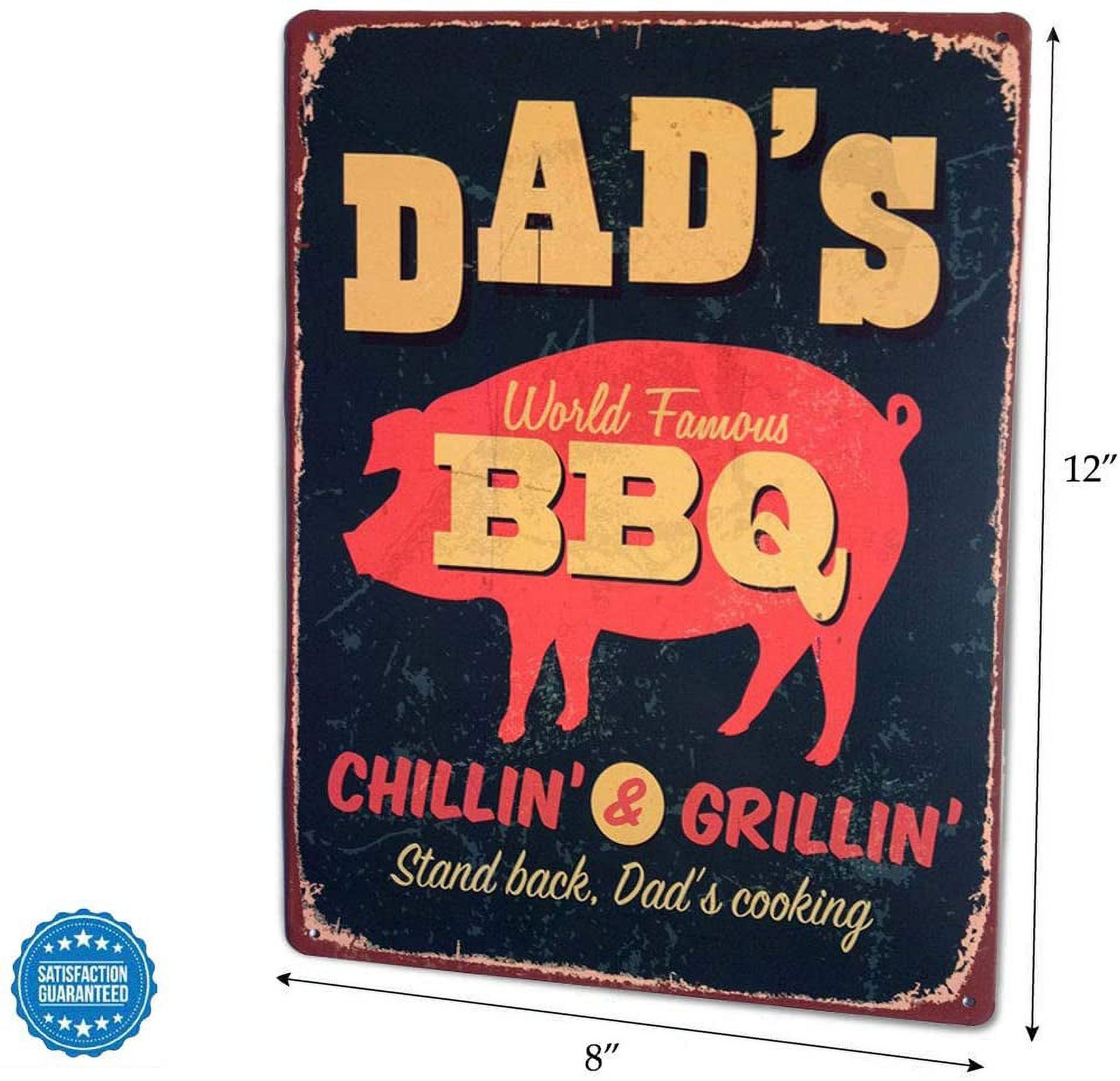Dad's BBQ Stand Back Dad's Cooking Vintage Retro Metal Poster Rustic Plaque Tin Sign Wall Decor