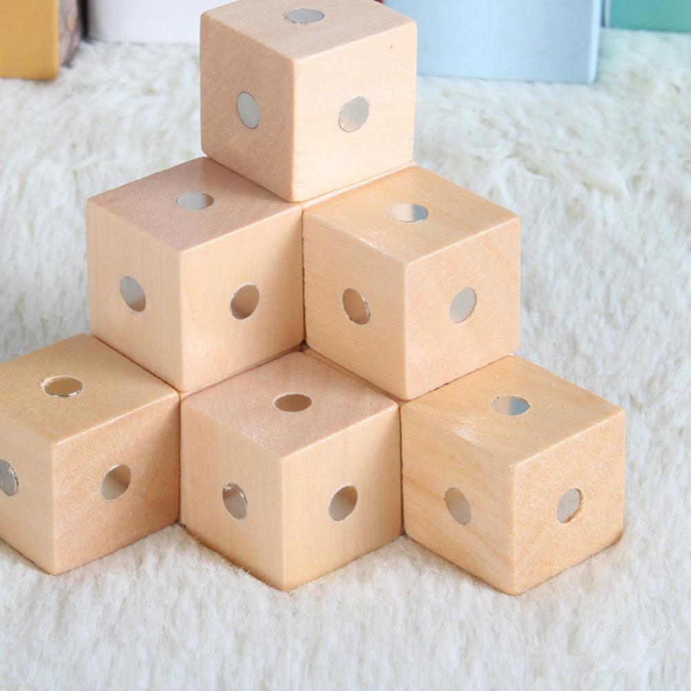10 Pcs Magnetic Cube Building Blocks Preschool Educational Toys Magnetic Wood Blocks Student Child