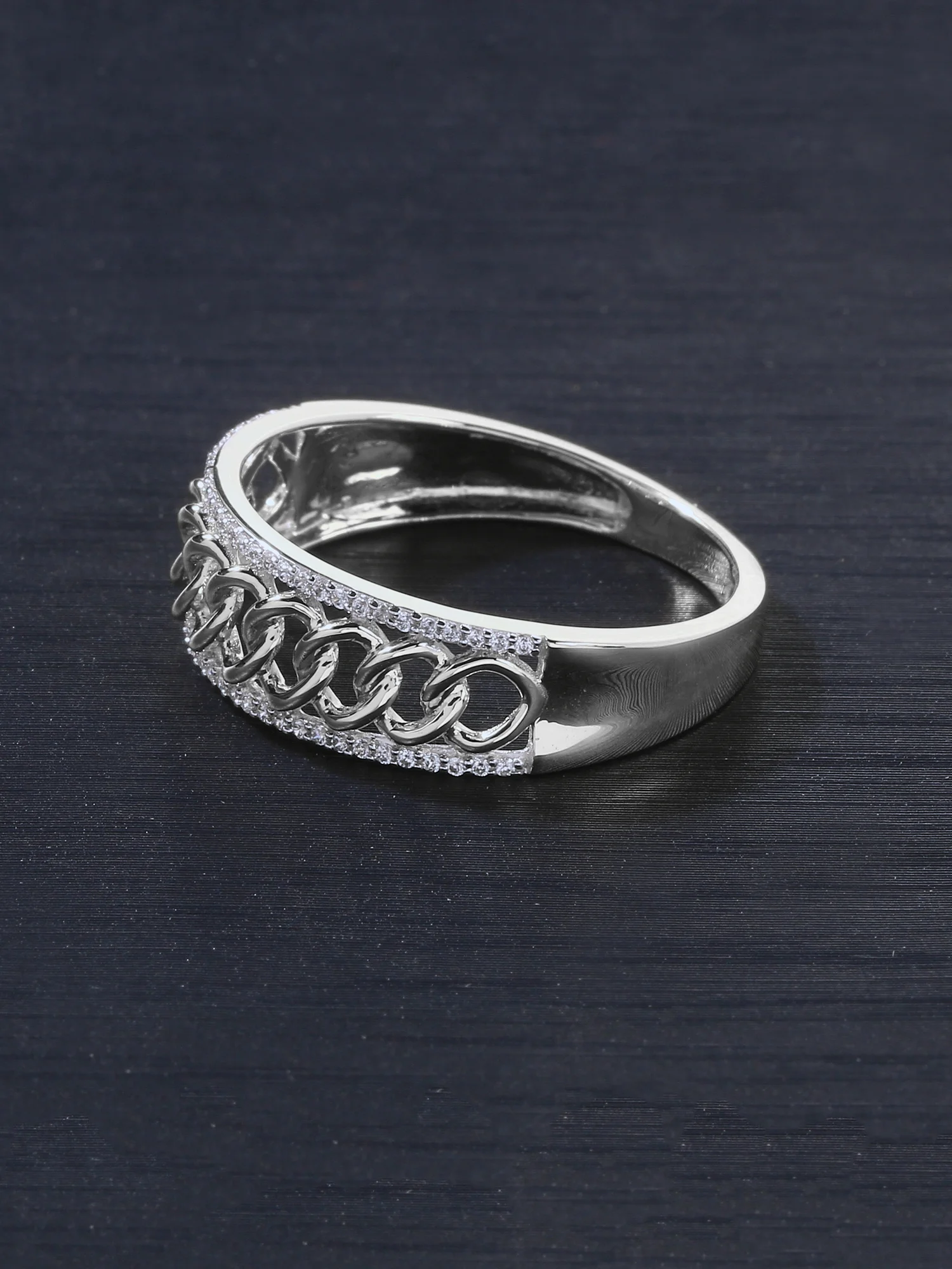 Imperial 10K White Gold 1/8CT TW Diamond Cuban Link Men's Ring