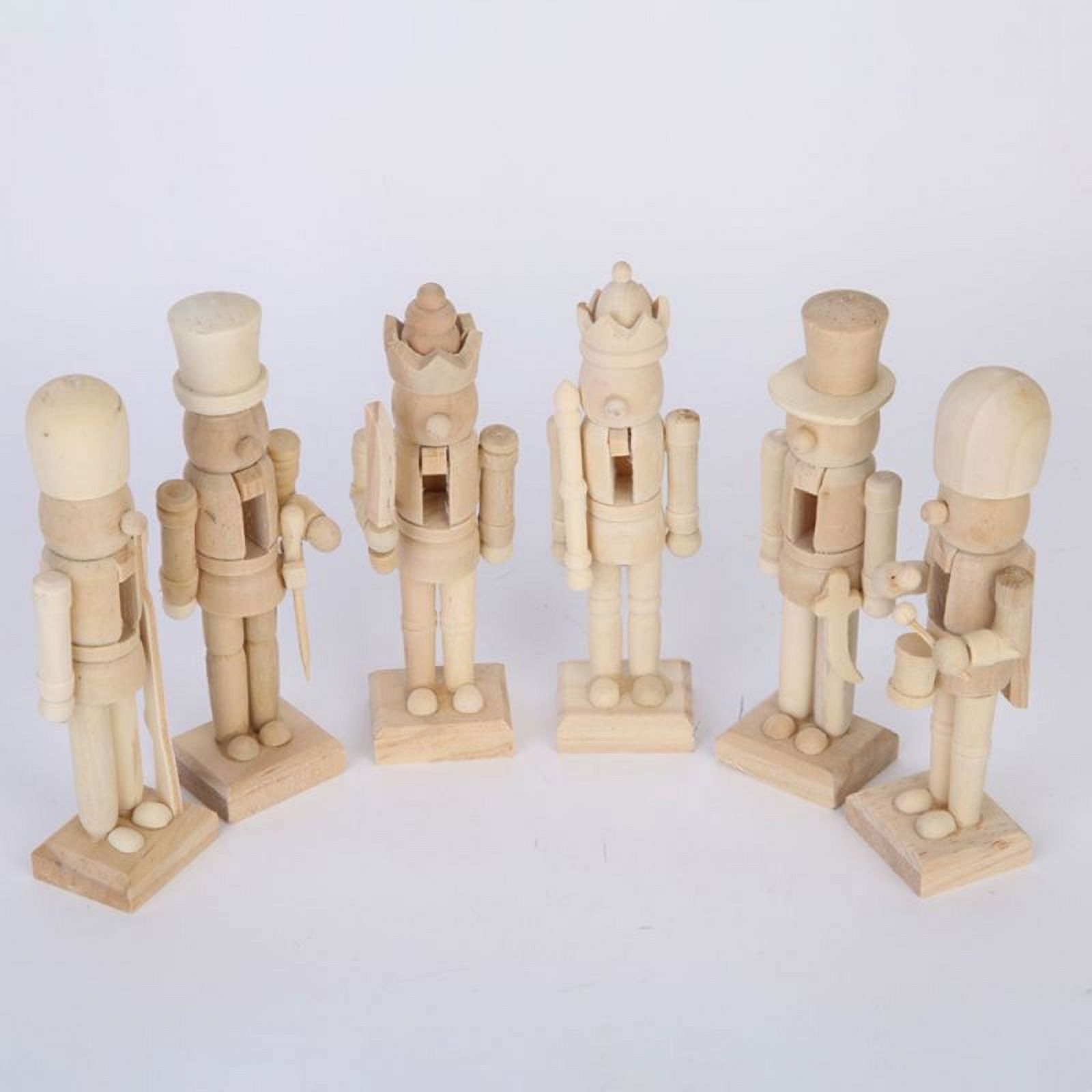 6 Pcs Wooden Nutcracker Figures Wooden Soldier Doll Wooden Nutcracker Puppets Figures New Year Gift for Kids