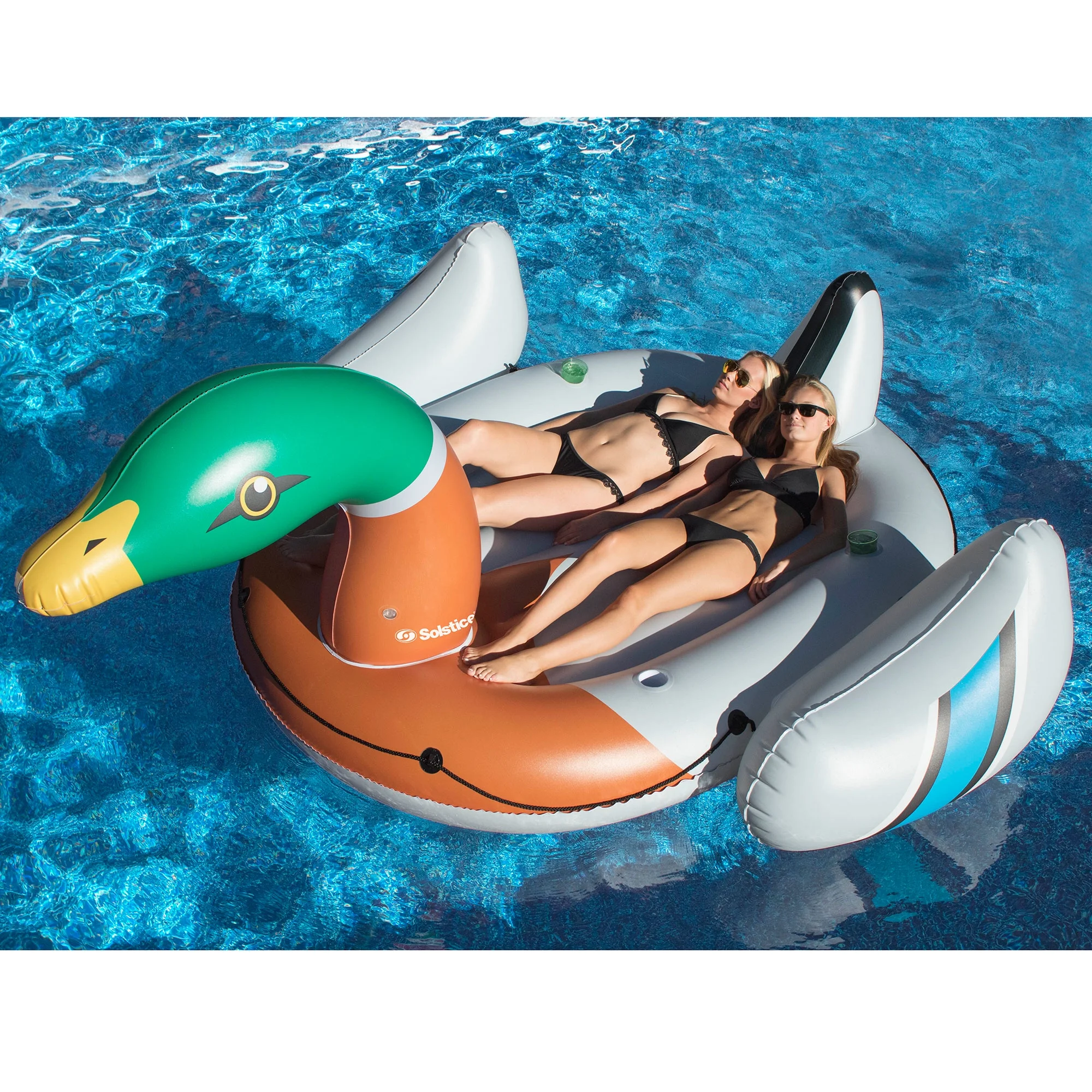 Swimline Giant Inflatable Ride On 131 Inch Swimming Pool Decoy Duck Island Float