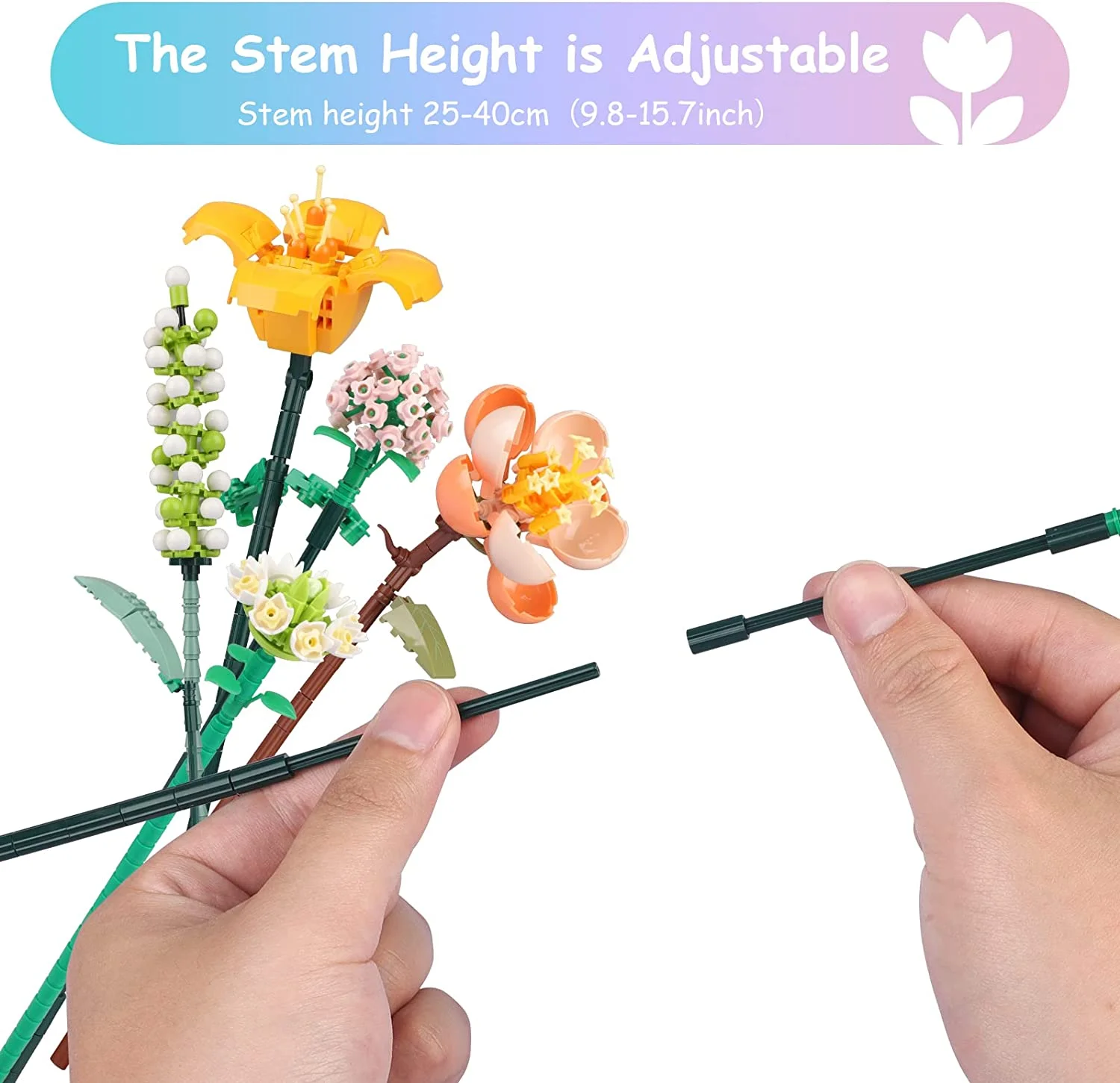 Imoment Flowers Building Blocks Yellow Lily 456PCS for Gift Girlfirend Bouquet Home